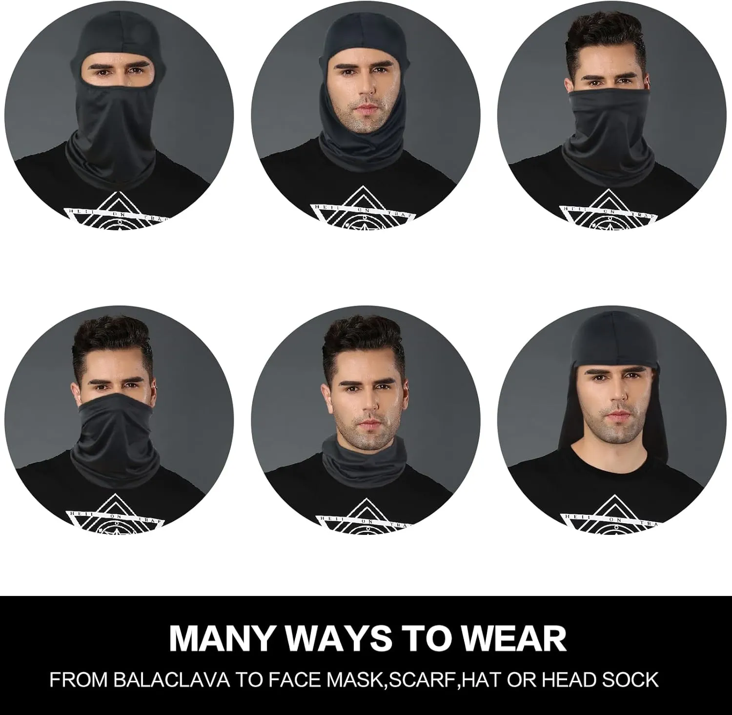 SUNLAND Balaclava Face Mask Motorcycle Cycling Bike Ski Bandana Hiking Skateboard Head Sock 3 Pack