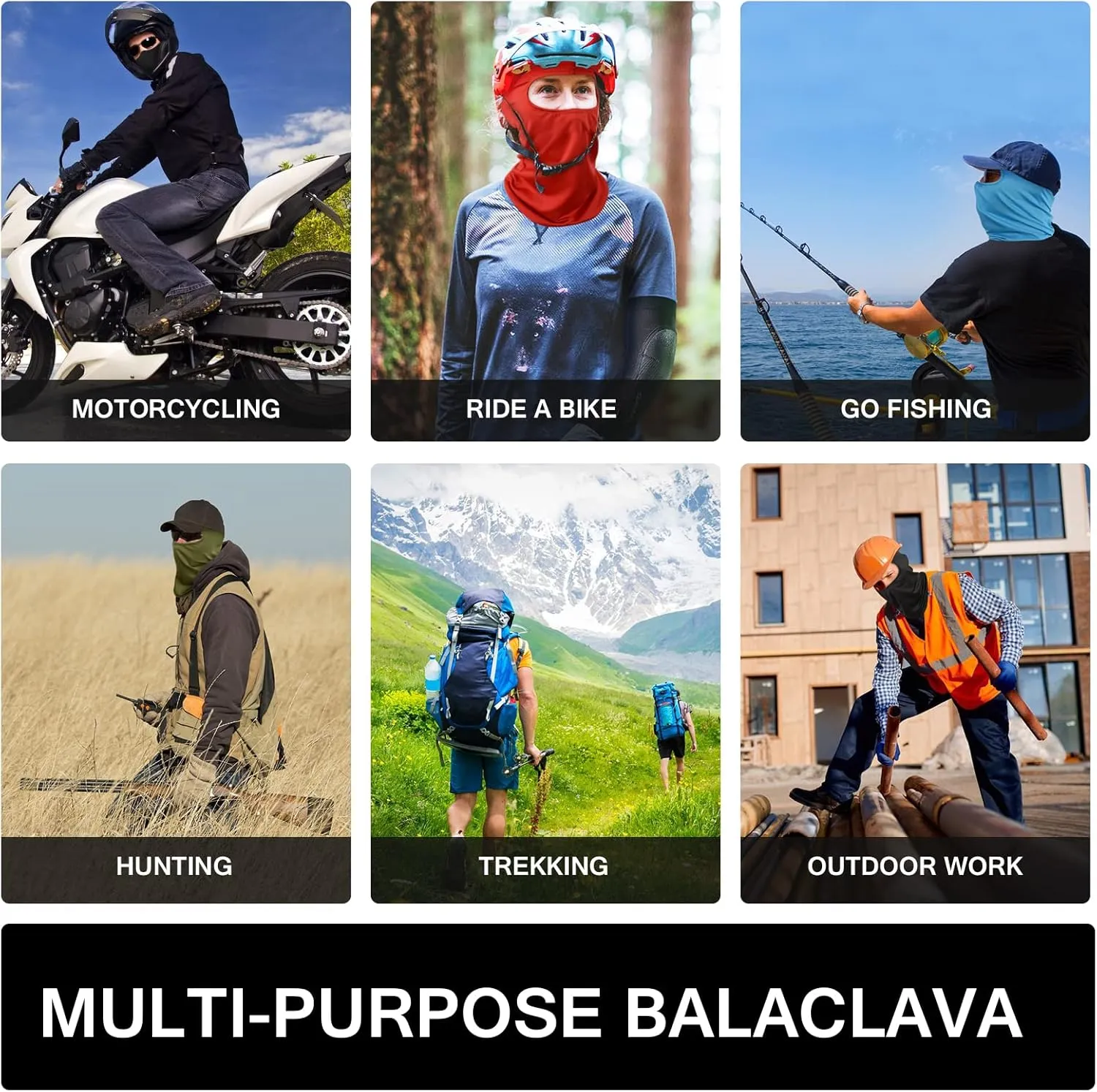 SUNLAND Balaclava Face Mask Motorcycle Cycling Bike Ski Bandana Hiking Skateboard Head Sock 3 Pack