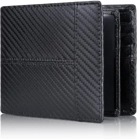 Swallowmall Leather Wallet for Mens Genuine Leather RFID Blocking Bifold Wallets with 1 ID Window 15 Card Slots