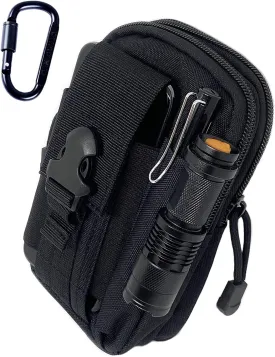 Tactical Pouch Multipurpose Waist Bag Tactical Holster Military Waist Belt Bag Wallet Pouch Purse Phone Case with Zipper Compatible with Most Models Cell Phone - Black