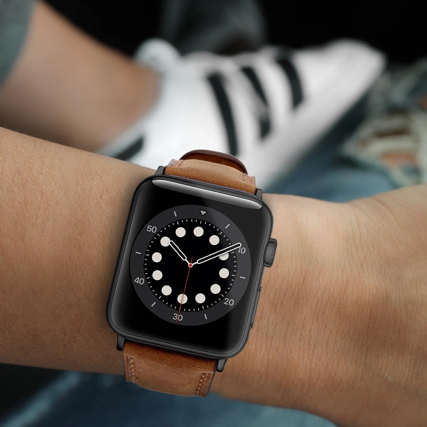 Tasikar Bands Compatible with Apple Watch Band 49mm 46mm 45mm 44mm 42mm Men Genuine Leather Replacement Bands Compatible with Apple Watch Ultra 2 SE Series 10 9 8 7 6 5 4 3 2 1, Light Brown
