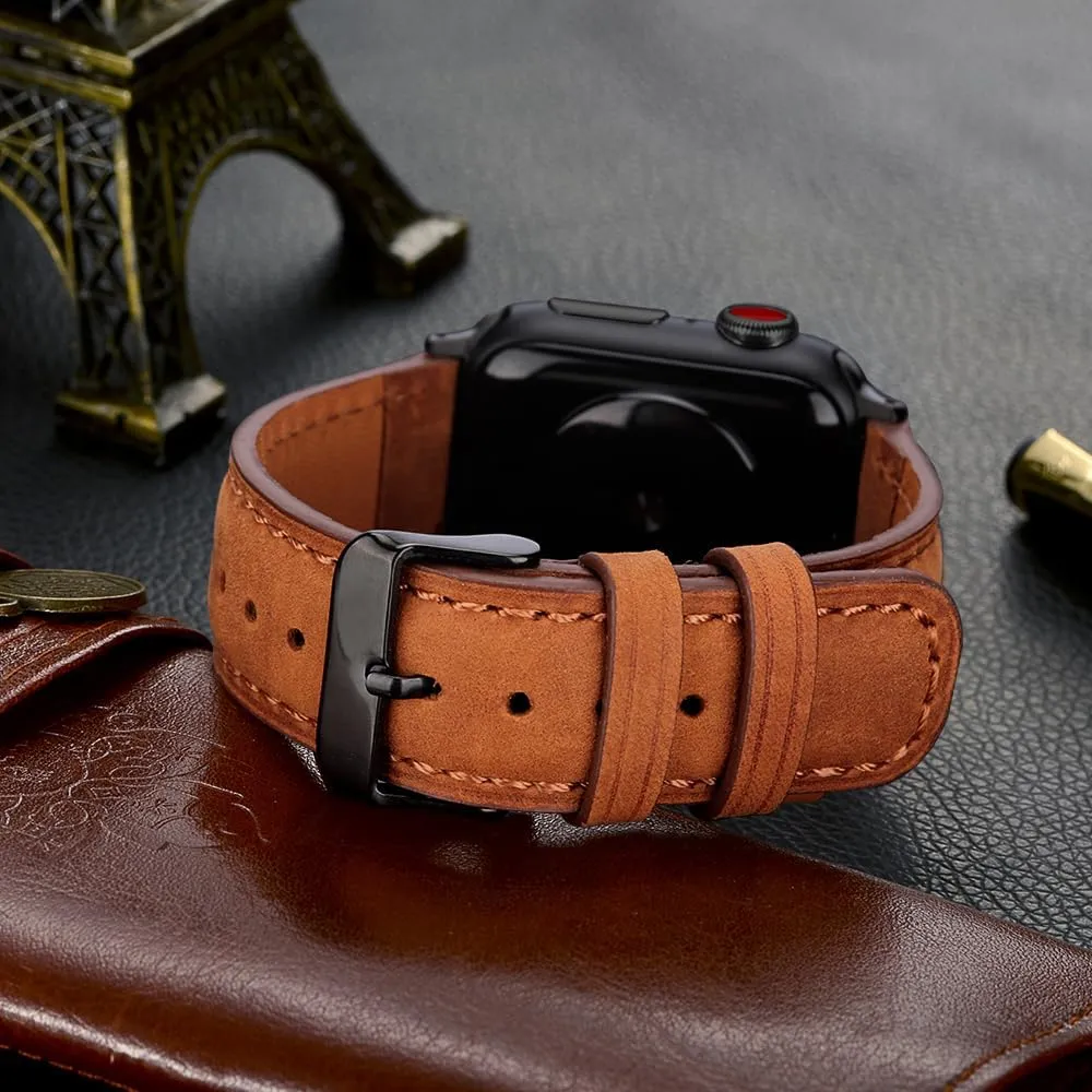 Tasikar Bands Compatible with Apple Watch Band 49mm 46mm 45mm 44mm 42mm Men Genuine Leather Replacement Bands Compatible with Apple Watch Ultra 2 SE Series 10 9 8 7 6 5 4 3 2 1, Light Brown