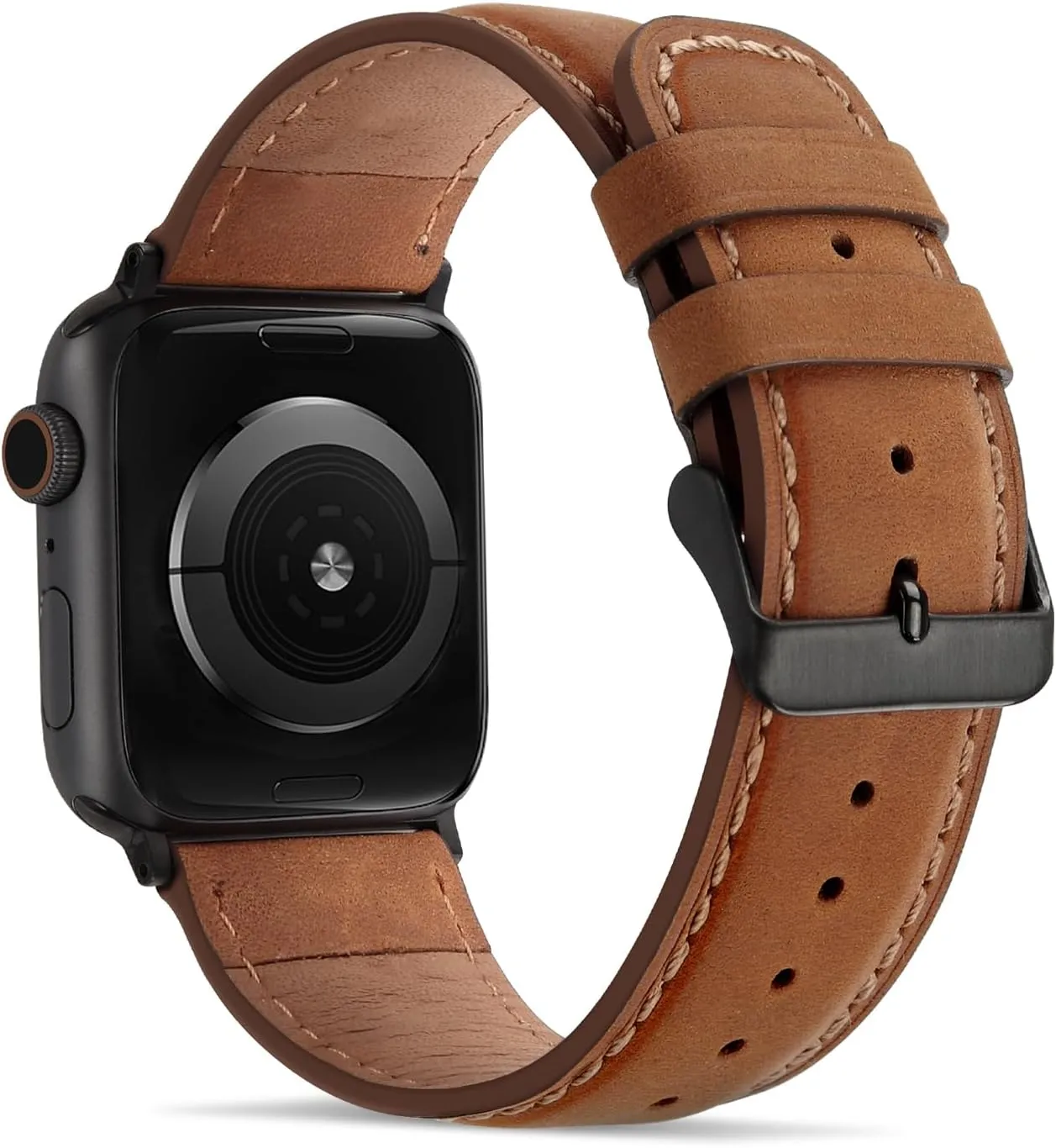 Tasikar Bands Compatible with Apple Watch Band 49mm 46mm 45mm 44mm 42mm Men Genuine Leather Replacement Bands Compatible with Apple Watch Ultra 2 SE Series 10 9 8 7 6 5 4 3 2 1, Light Brown
