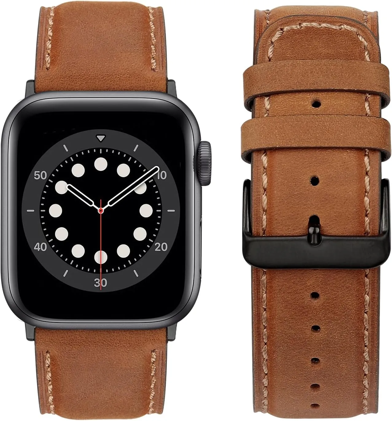 Tasikar Bands Compatible with Apple Watch Band 49mm 46mm 45mm 44mm 42mm Men Genuine Leather Replacement Bands Compatible with Apple Watch Ultra 2 SE Series 10 9 8 7 6 5 4 3 2 1, Light Brown