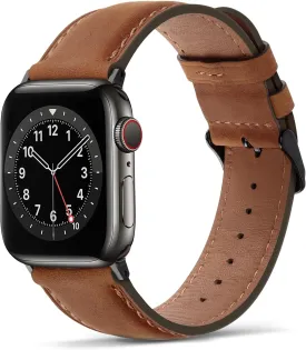 Tasikar Bands Compatible with Apple Watch Band 49mm 46mm 45mm 44mm 42mm Men Genuine Leather Replacement Bands Compatible with Apple Watch Ultra 2 SE Series 10 9 8 7 6 5 4 3 2 1, Light Brown
