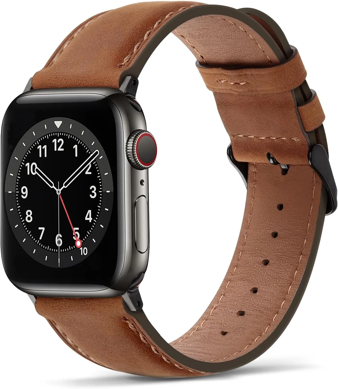 Tasikar Bands Compatible with Apple Watch Band 49mm 46mm 45mm 44mm 42mm Men Genuine Leather Replacement Bands Compatible with Apple Watch Ultra 2 SE Series 10 9 8 7 6 5 4 3 2 1, Light Brown