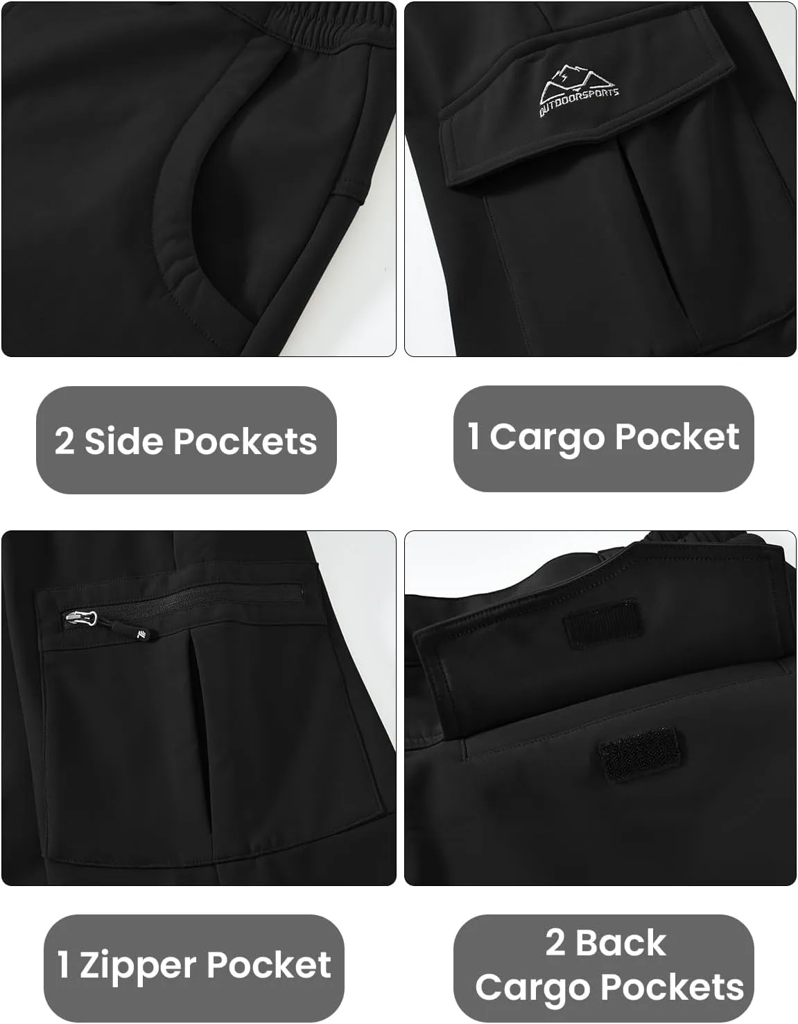 TBMPOY Men's Snow Ski Fleece Lined Hiking Pants Waterproof Winter Snowboard Warm Outdoor Insulated Pants Windproof