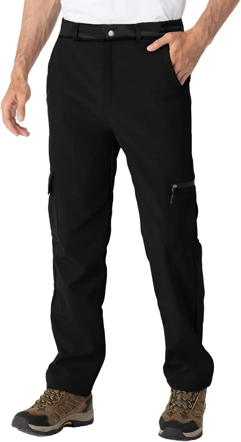 TBMPOY Men's Snow Ski Fleece Lined Hiking Pants Waterproof Winter Snowboard Warm Outdoor Insulated Pants Windproof