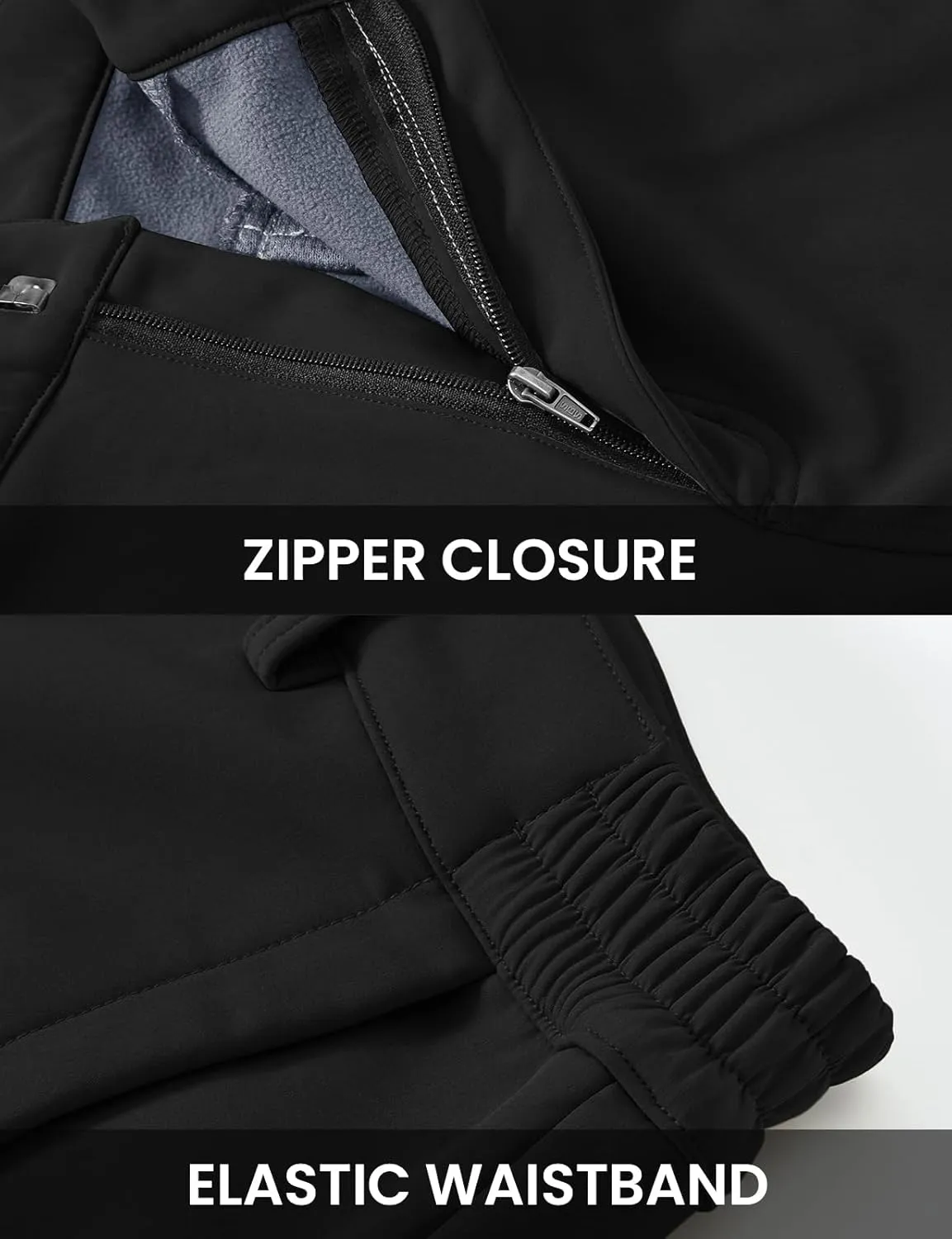 TBMPOY Men's Snow Ski Fleece Lined Hiking Pants Waterproof Winter Snowboard Warm Outdoor Insulated Pants Windproof