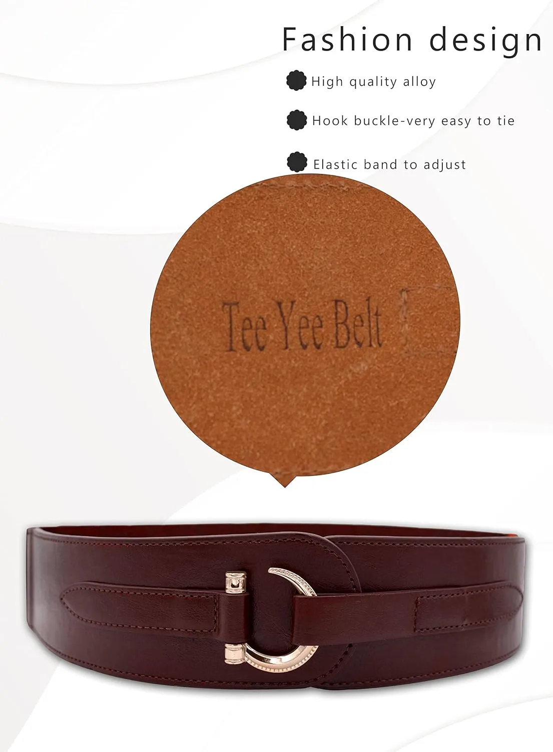 TeeYee Leather Belts Elastic Renaissance Waist Stretch Retro Belt Vintage Fashion Medieval Fashion Hook Belt