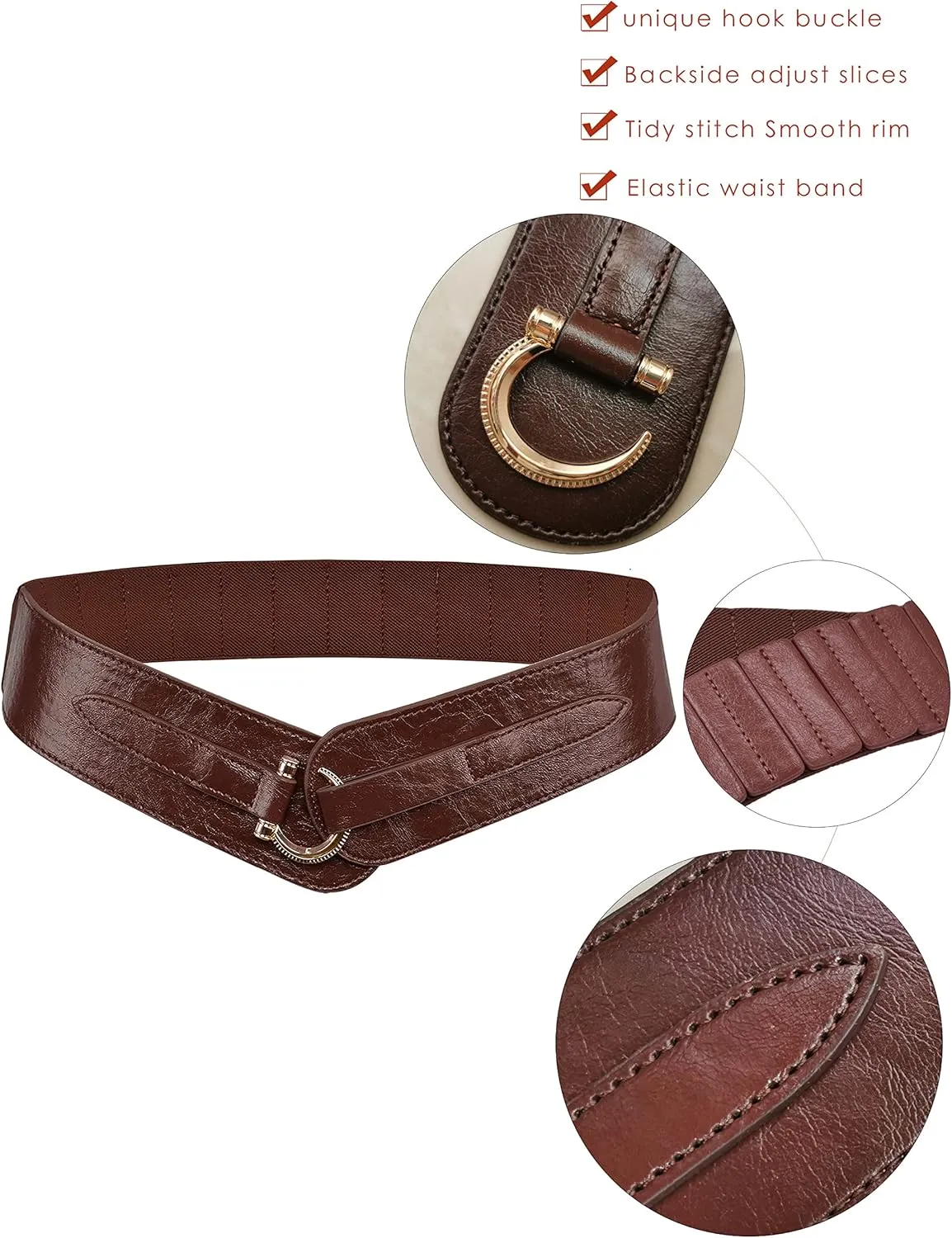 TeeYee Leather Belts Elastic Renaissance Waist Stretch Retro Belt Vintage Fashion Medieval Fashion Hook Belt