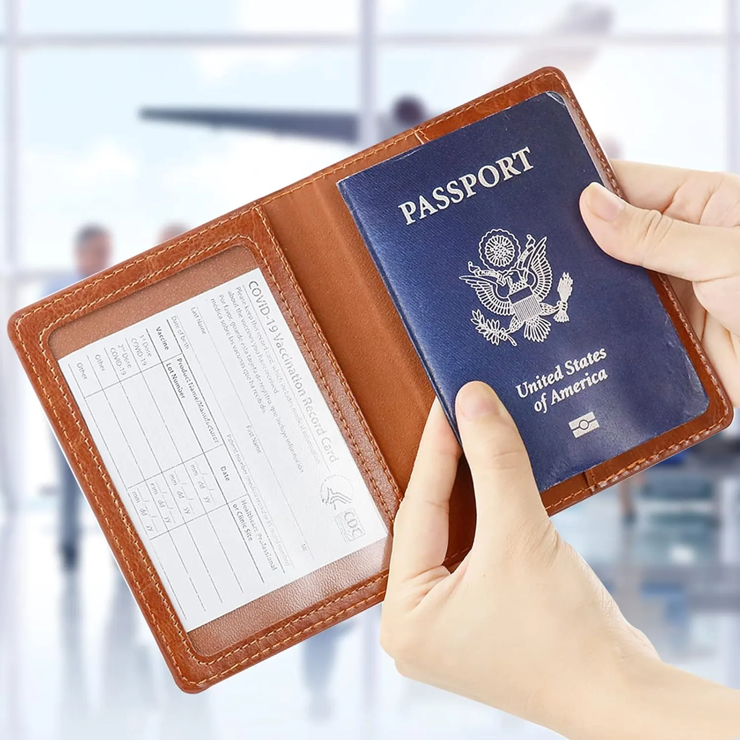 TIGARI Passport Holder for Travel Women Men, PU Leather Passport Wallet Cover Case, Water Resistant Protected Travel Document Holder, Family Vacation Plane Cruise Travel Essentials