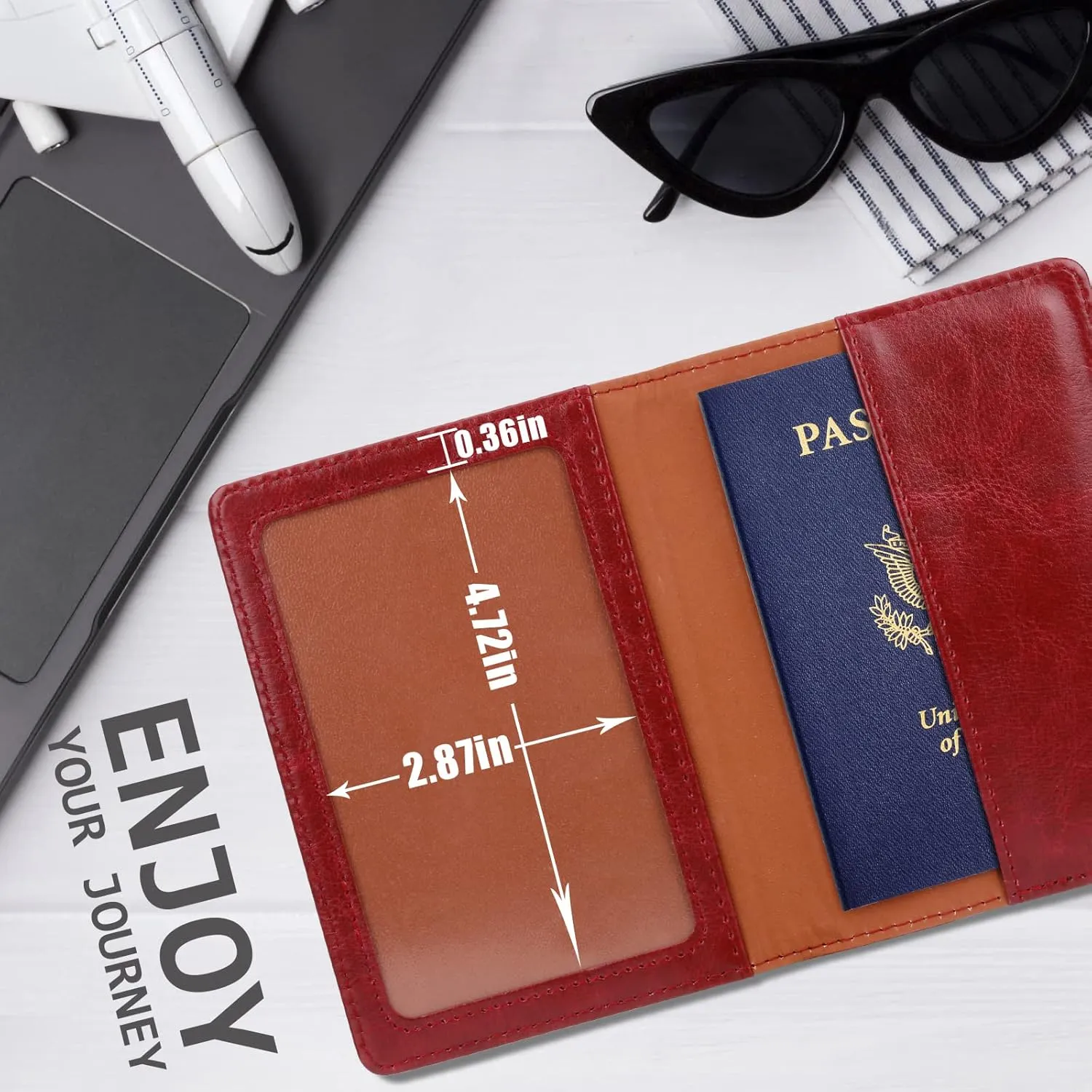 TIGARI Passport Holder for Travel Women Men, PU Leather Passport Wallet Cover Case, Water Resistant Protected Travel Document Holder, Family Vacation Plane Cruise Travel Essentials