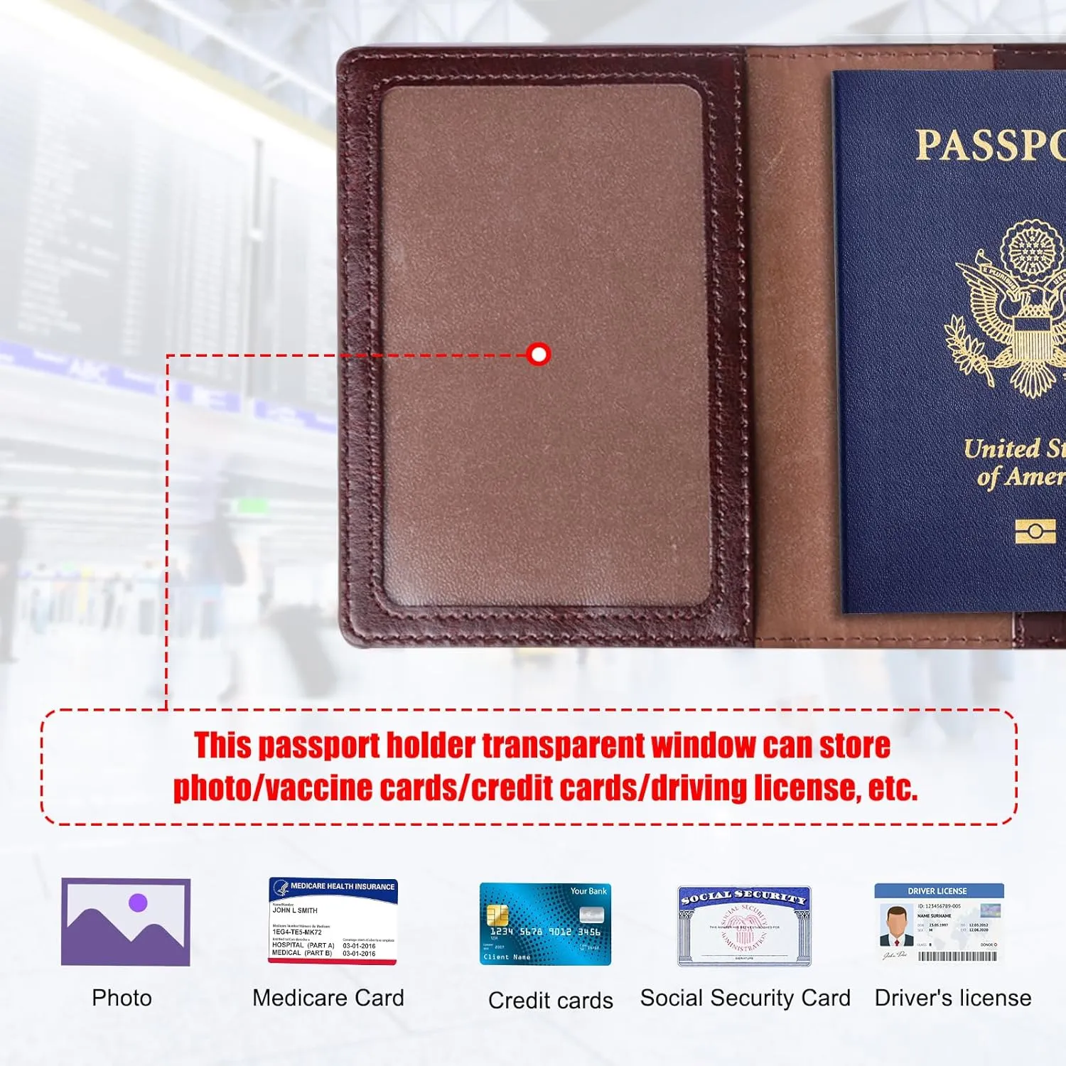 TIGARI Passport Holder for Travel Women Men, PU Leather Passport Wallet Cover Case, Water Resistant Protected Travel Document Holder, Family Vacation Plane Cruise Travel Essentials