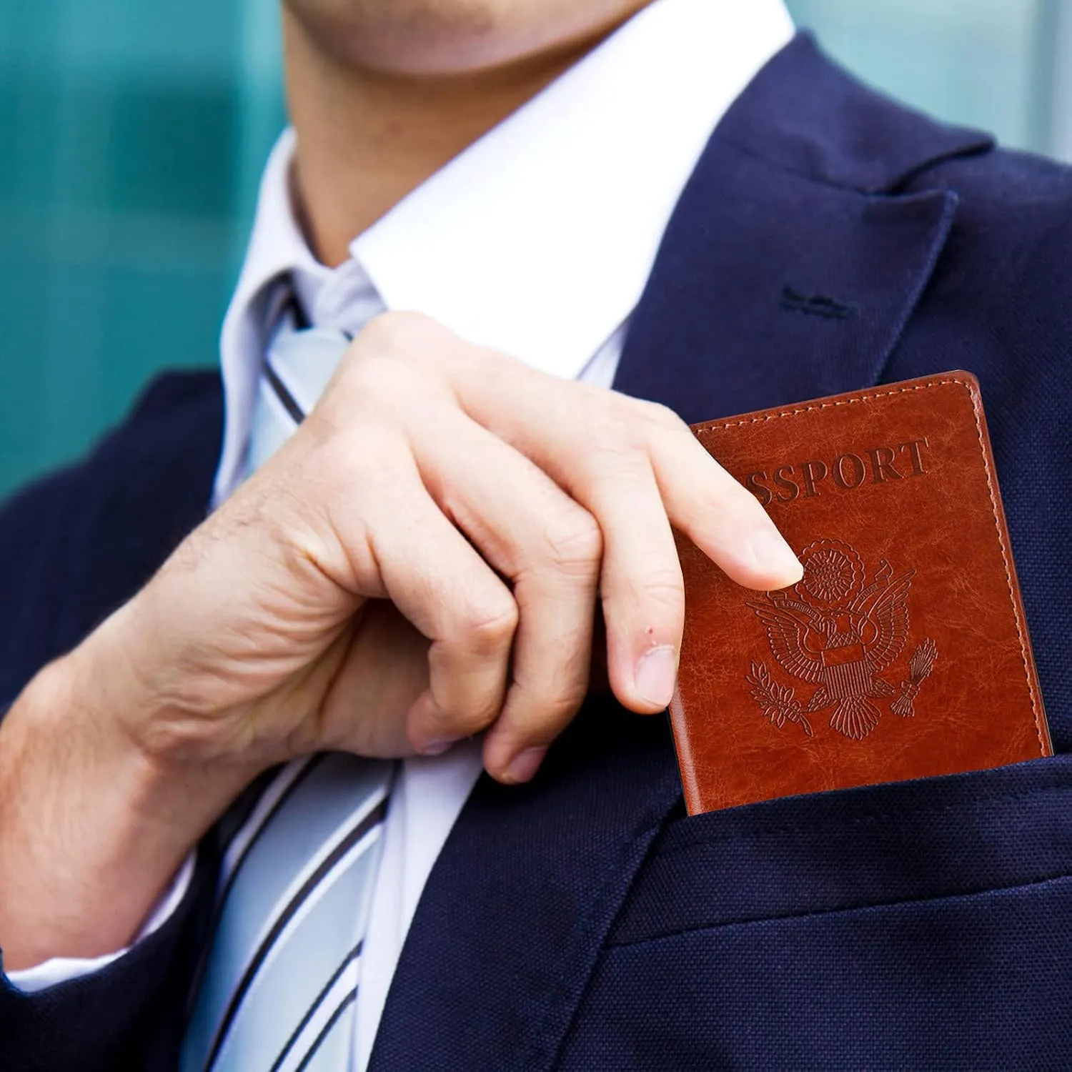 TIGARI Passport Holder for Travel Women Men, PU Leather Passport Wallet Cover Case, Water Resistant Protected Travel Document Holder, Family Vacation Plane Cruise Travel Essentials