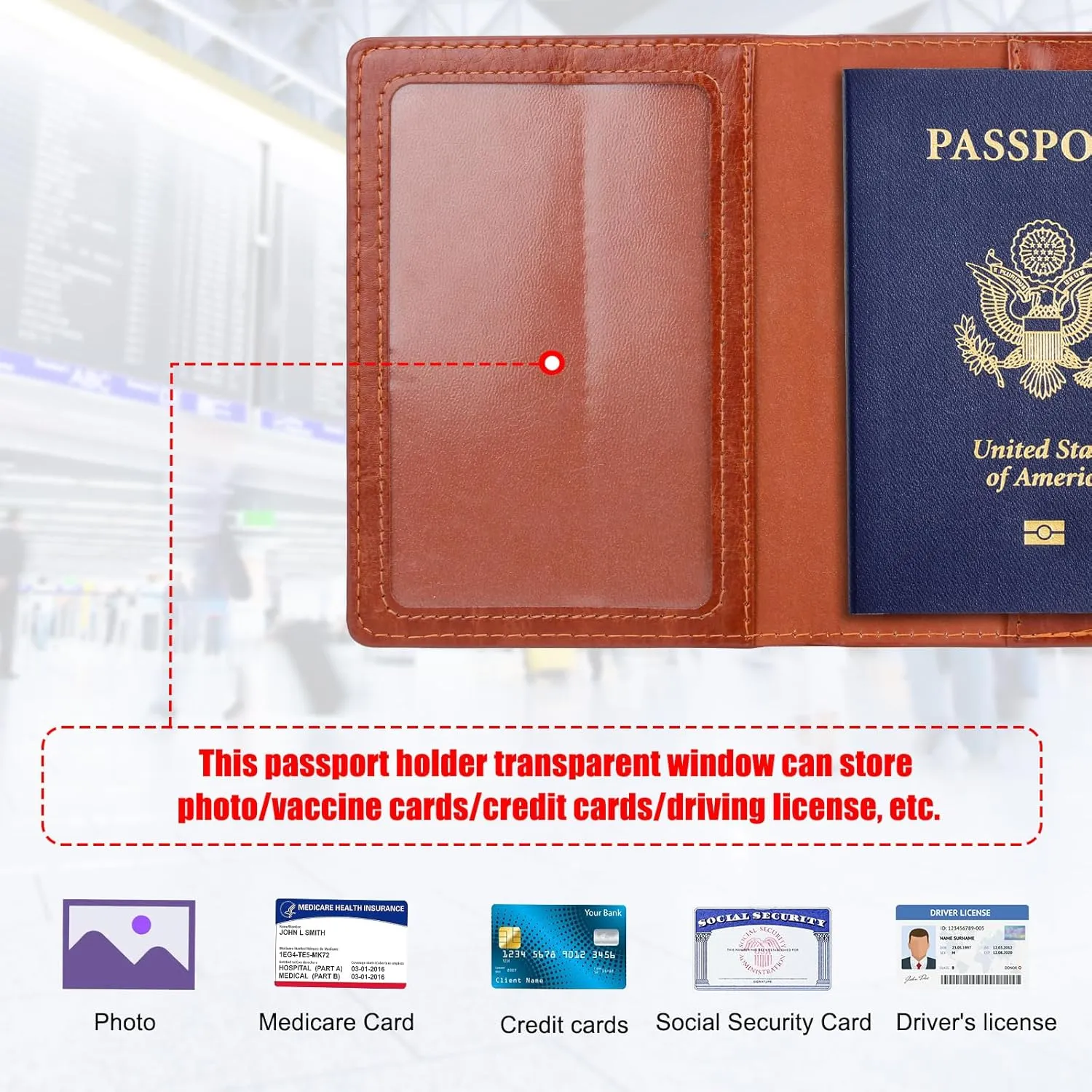 TIGARI Passport Holder for Travel Women Men, PU Leather Passport Wallet Cover Case, Water Resistant Protected Travel Document Holder, Family Vacation Plane Cruise Travel Essentials