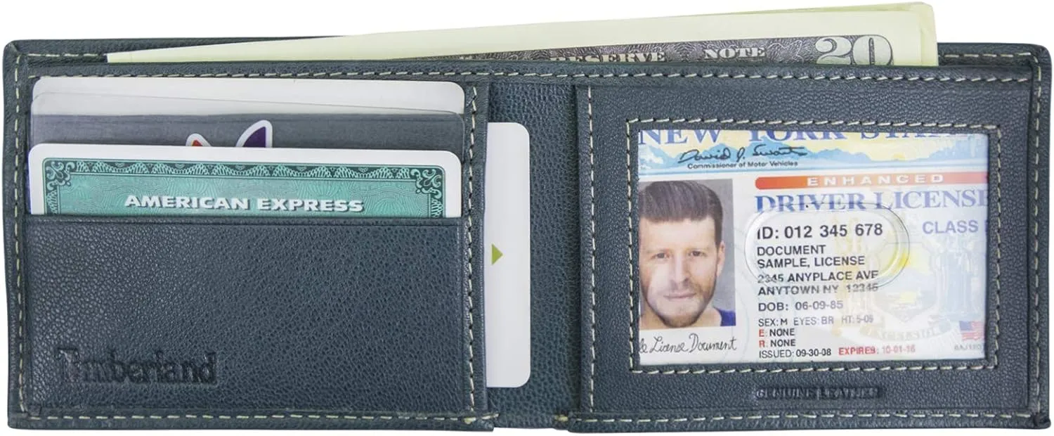 Timberland Men's Blix Slimfold Leather Wallet, Navy, One Size