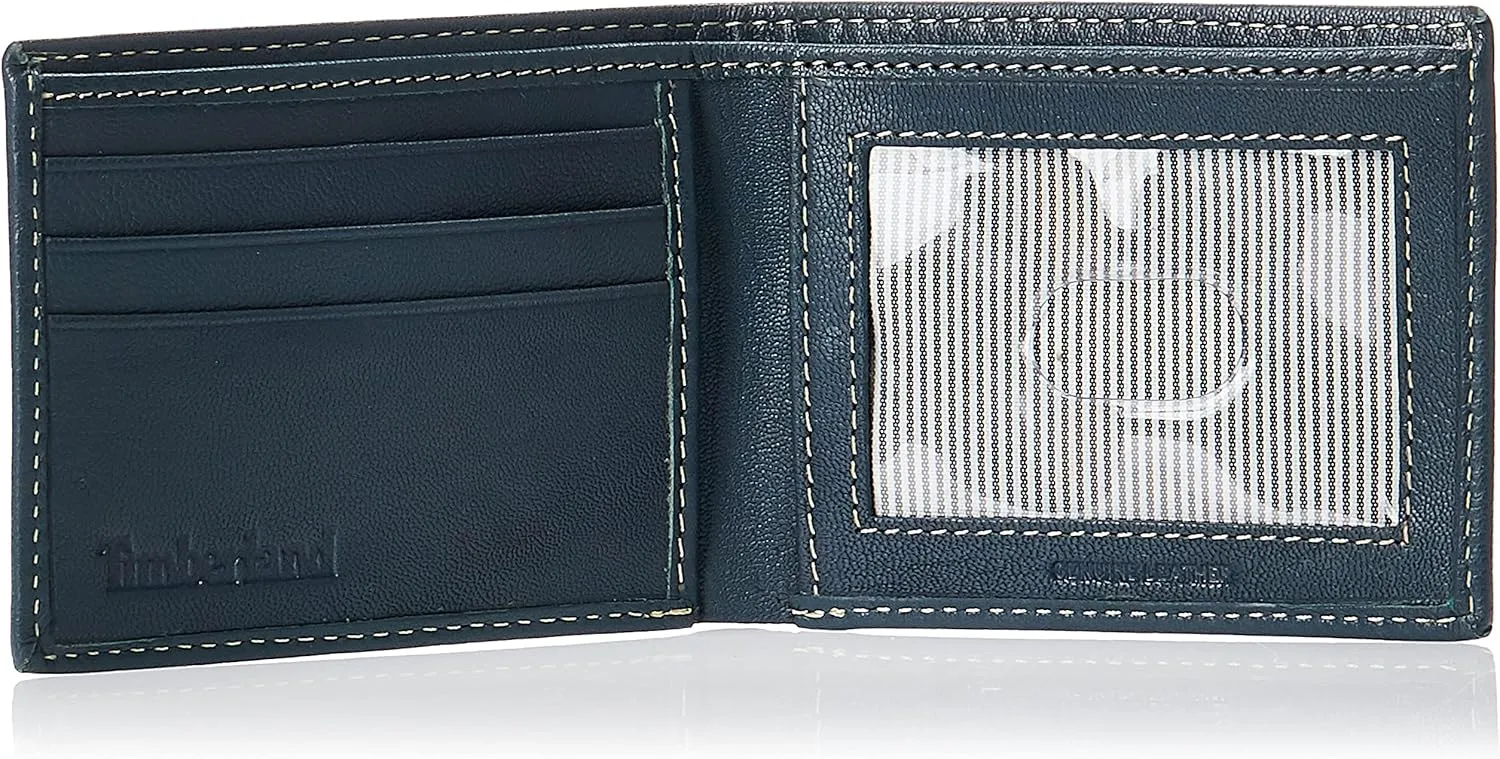 Timberland Men's Blix Slimfold Leather Wallet, Navy, One Size