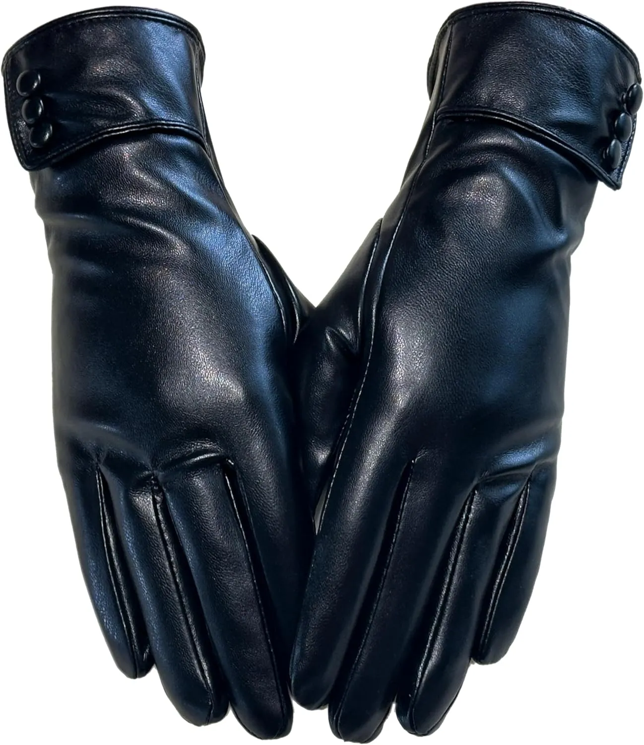 Tomily Women's Winter Leather Gloves,Touch Screen Outdoor Fleece Lined Windproof Driving Dress Gloves