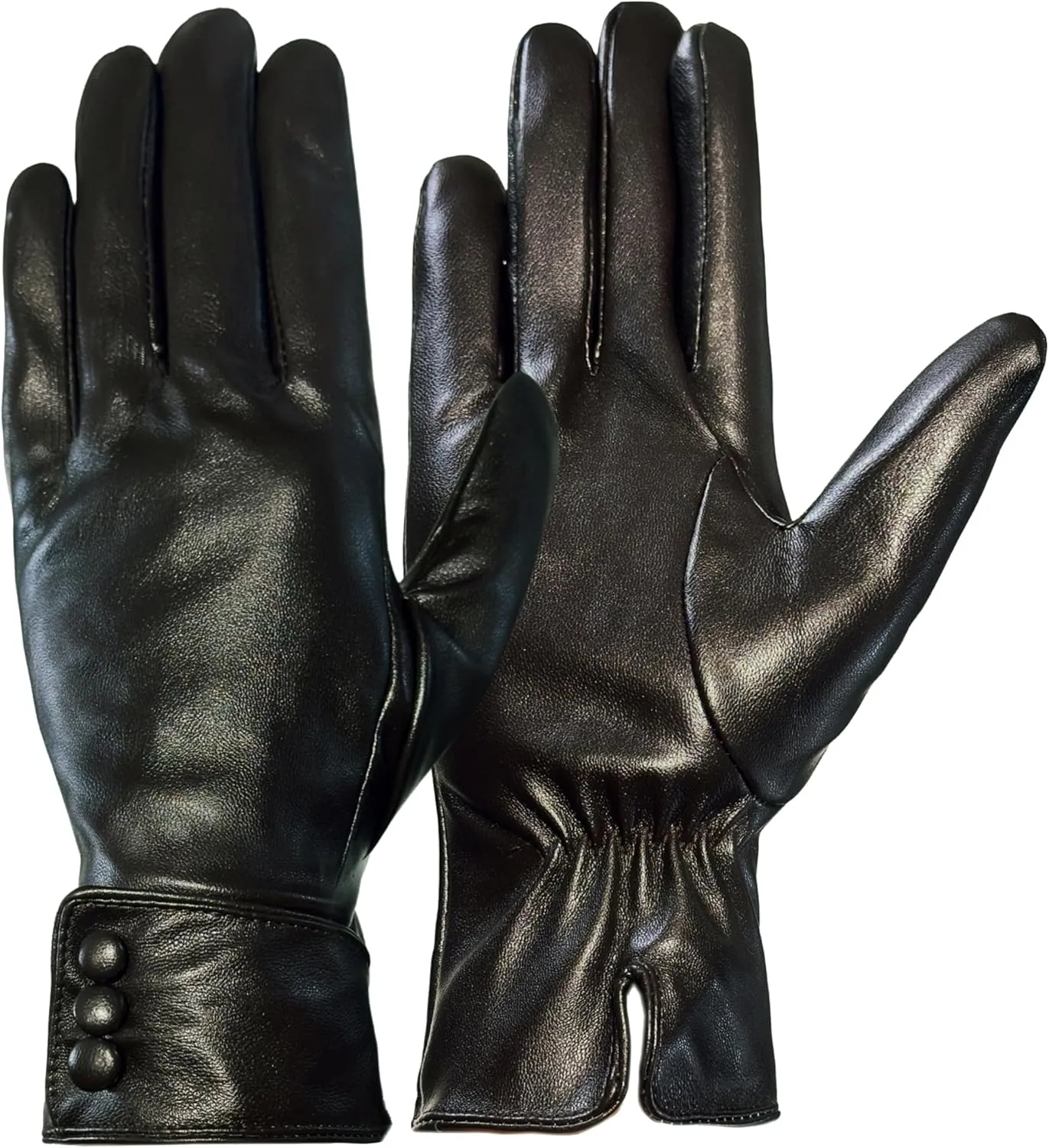 Tomily Women's Winter Leather Gloves,Touch Screen Outdoor Fleece Lined Windproof Driving Dress Gloves