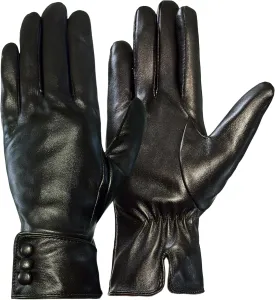 Tomily Women's Winter Leather Gloves,Touch Screen Outdoor Fleece Lined Windproof Driving Dress Gloves