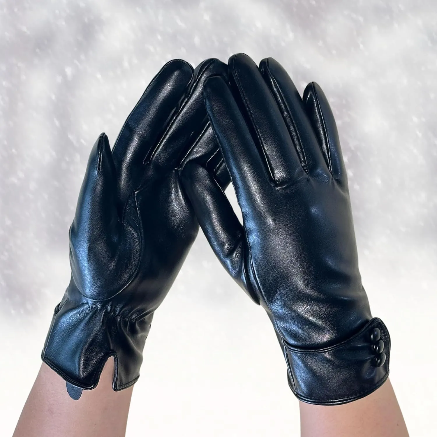 Tomily Women's Winter Leather Gloves,Touch Screen Outdoor Fleece Lined Windproof Driving Dress Gloves