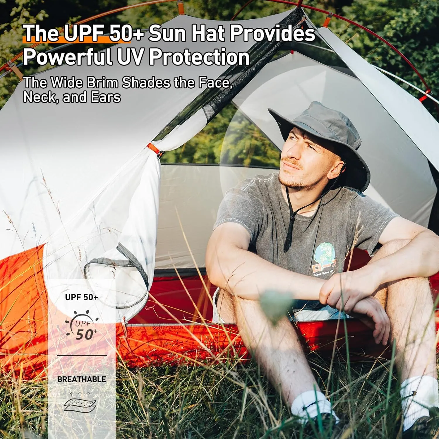 TOP-EX L/XL/XXL UV50  Waterproof Wide Brim Bucket Sun Hat for Summer Fishing Hiking w/Detachable Strap & Vented Mesh