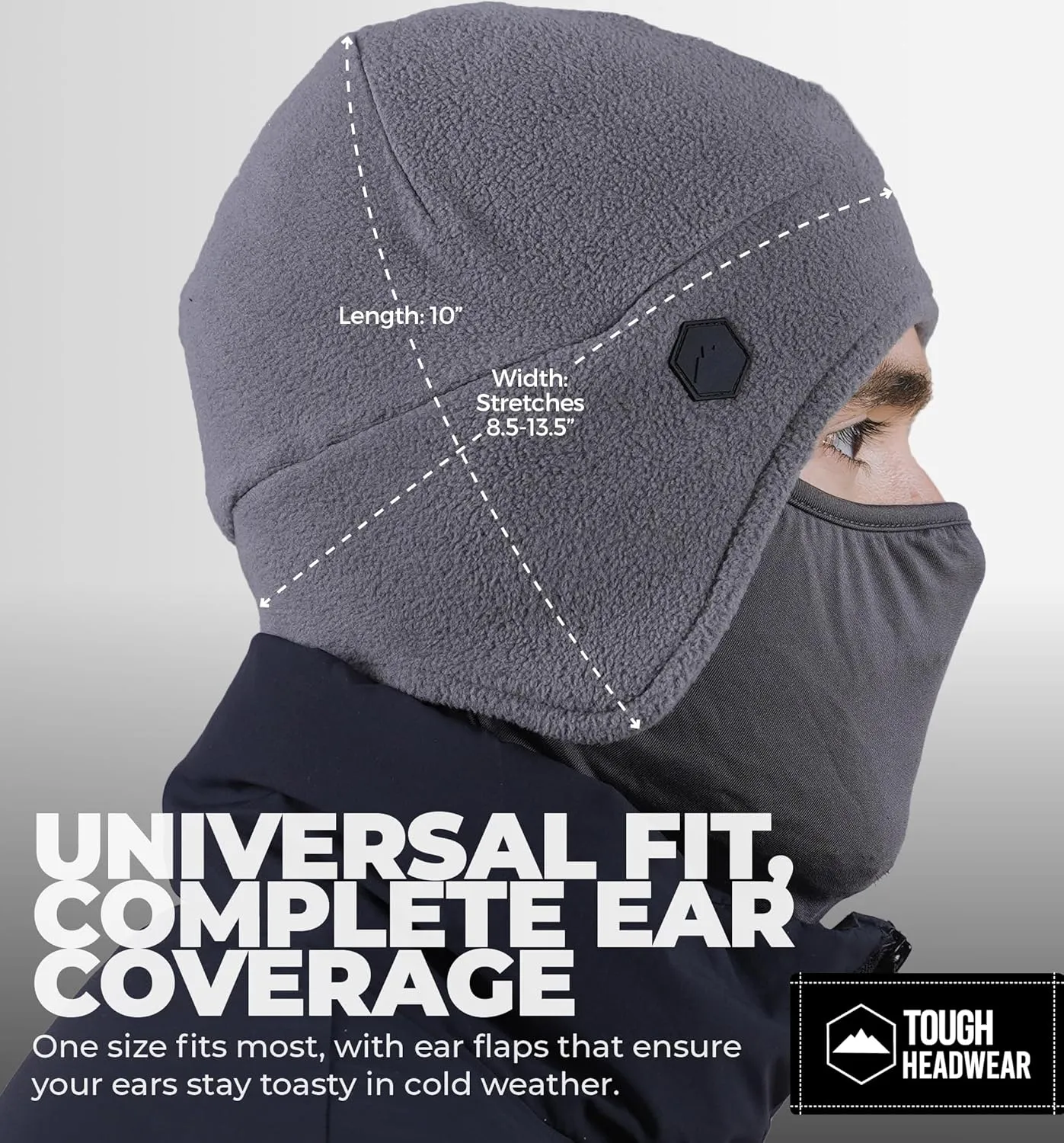 Tough Headwear Skull Cap with Mask Men, Winter Running Gear, Motorcycle Winter Gear, Helmet Liners, Ski Hat, Thermal Beanie