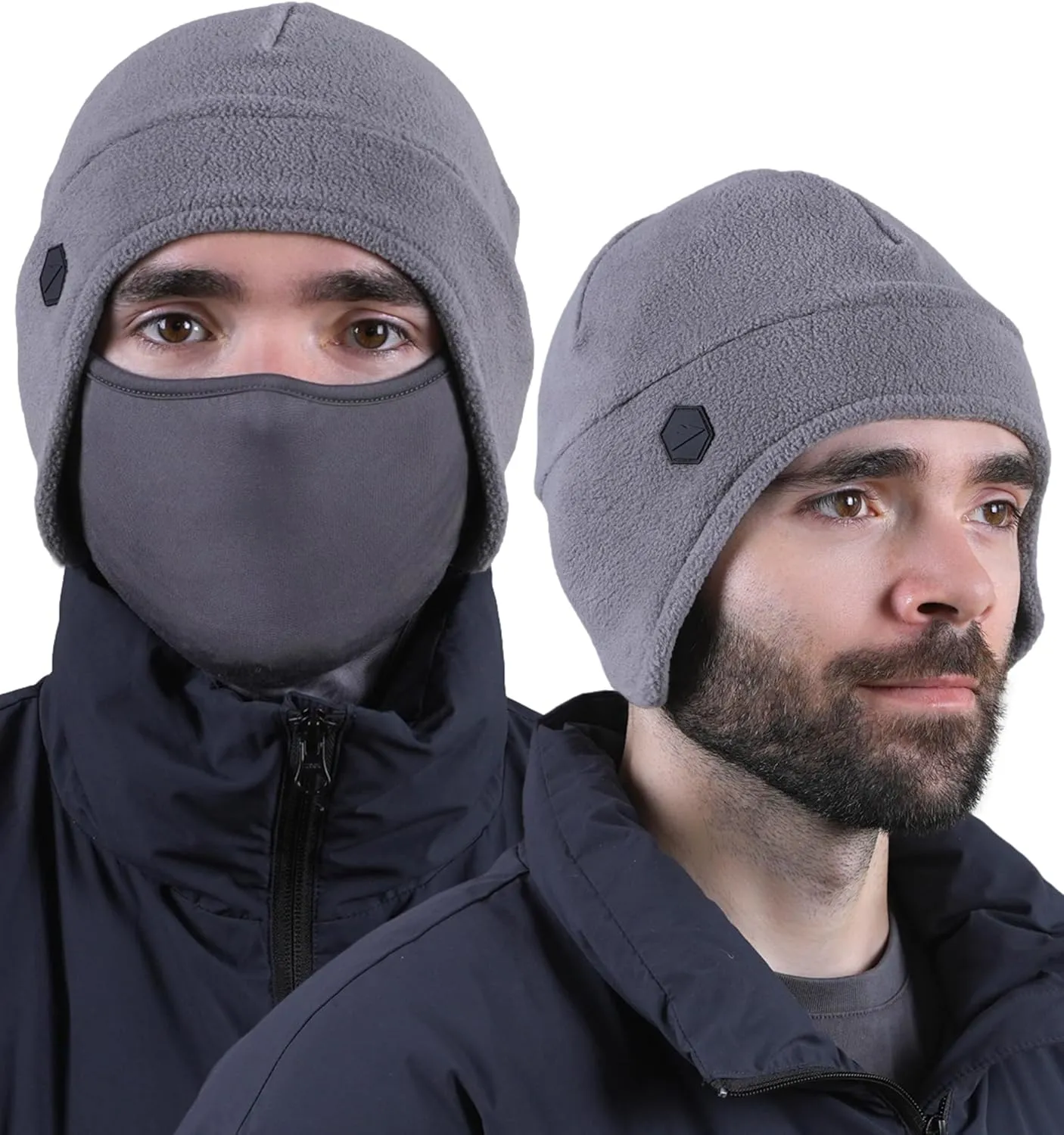 Tough Headwear Skull Cap with Mask Men, Winter Running Gear, Motorcycle Winter Gear, Helmet Liners, Ski Hat, Thermal Beanie