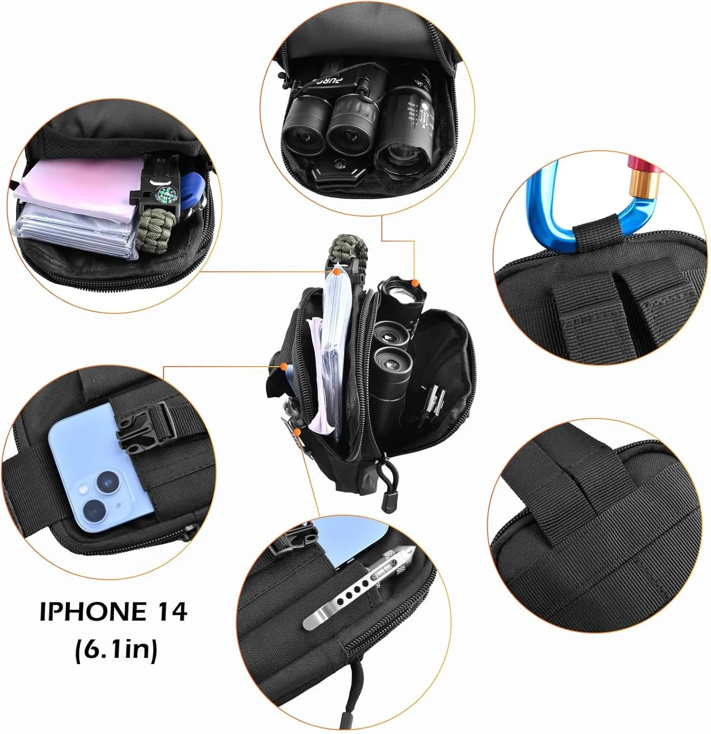 TRIWONDER Tactical Phone Pouch Molle, Smartphone Holster Bag EDC Utility Cellphone Lock Card Holder Organizer Fit for Waist Belt Case