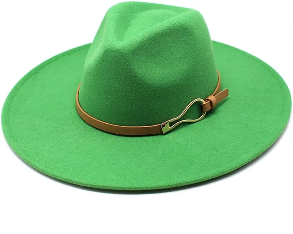 Unisex Fedoras Hat Women Big Wide Brim Vintage Khaki Felted Jazz Hat Winter Formal Dress Cap