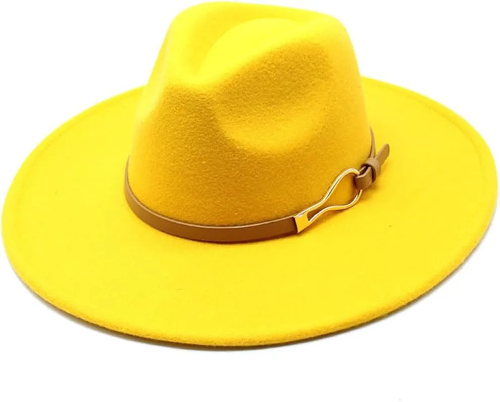 Unisex Fedoras Hat Women Big Wide Brim Vintage Khaki Felted Jazz Hat Winter Formal Dress Cap