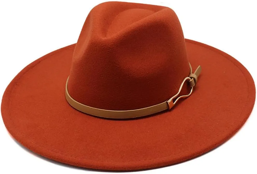 Unisex Fedoras Hat Women Big Wide Brim Vintage Khaki Felted Jazz Hat Winter Formal Dress Cap