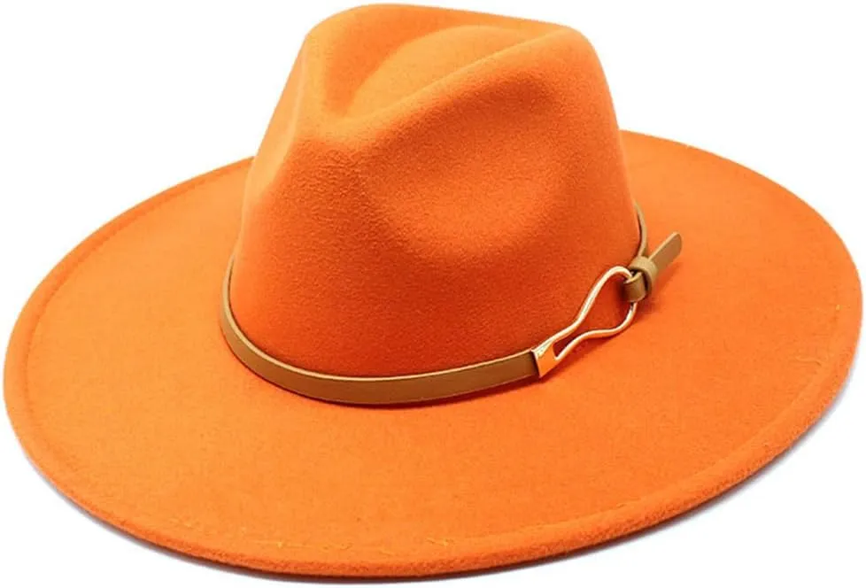 Unisex Fedoras Hat Women Big Wide Brim Vintage Khaki Felted Jazz Hat Winter Formal Dress Cap