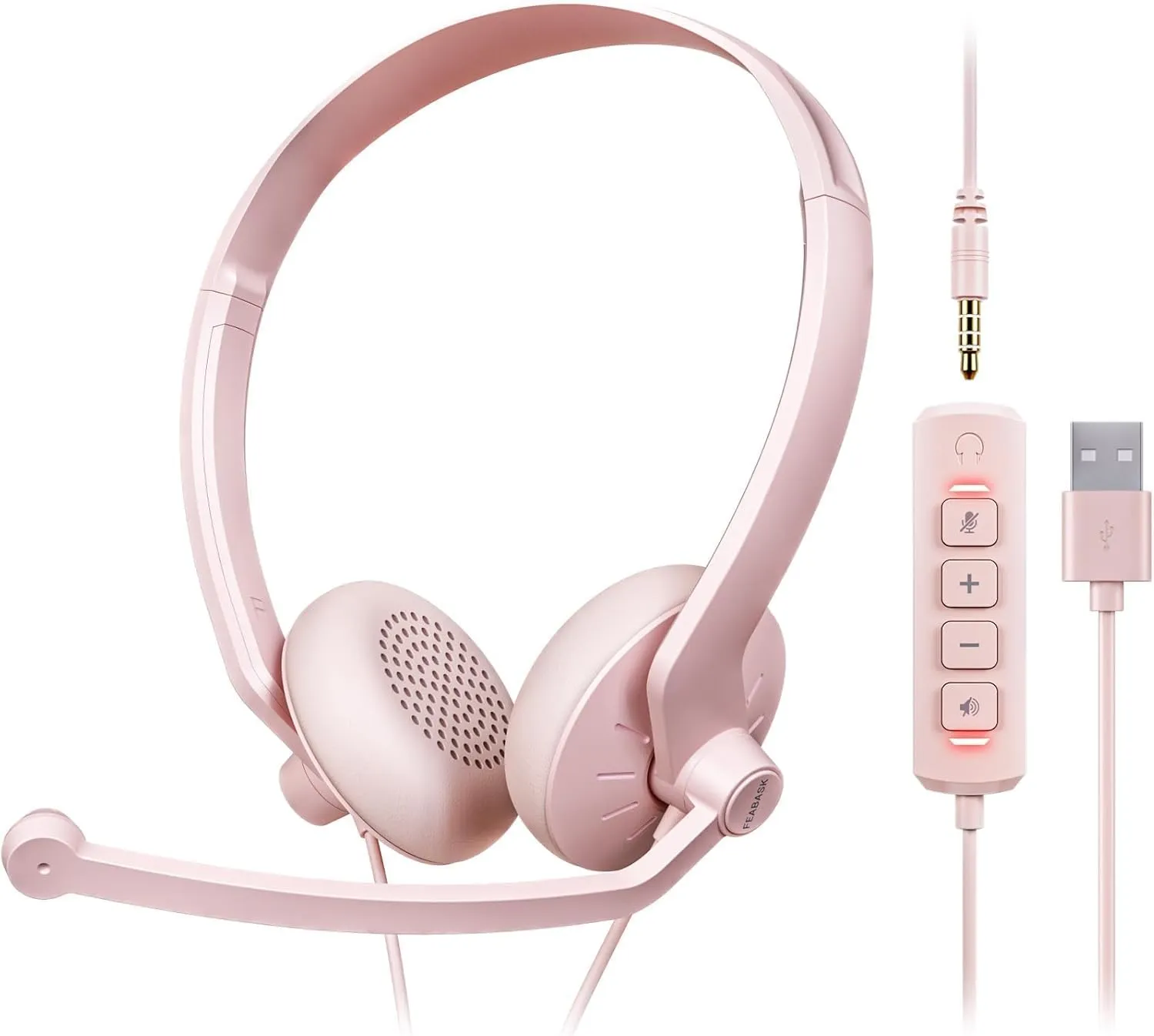 USB Headset with Microphone for PC - Wired Computer Headphones with Noise Cancelling Microphone