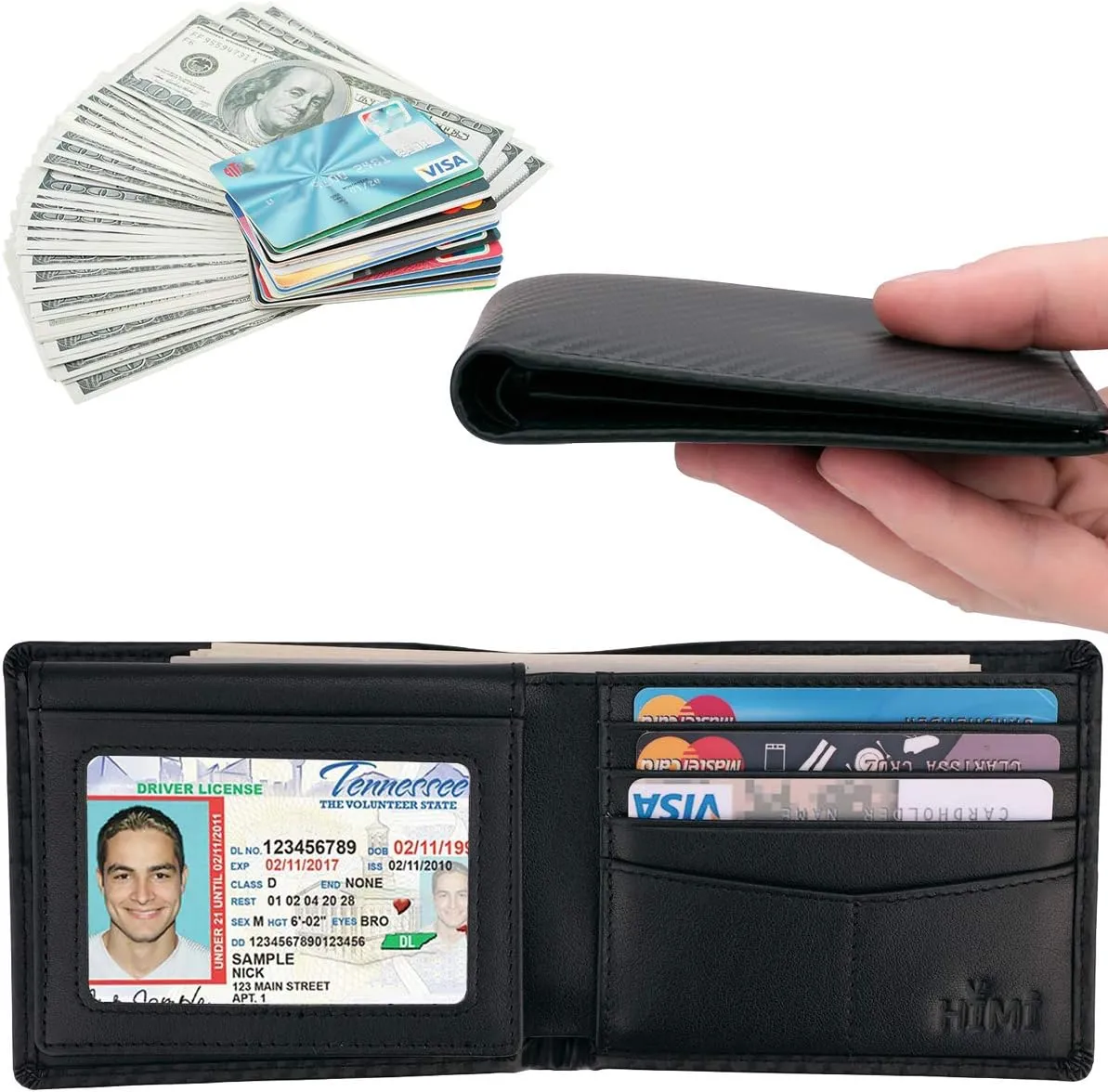 Wallet for Men-Genuine Leather RFID Blocking Bifold Stylish Wallet With 2 ID Window