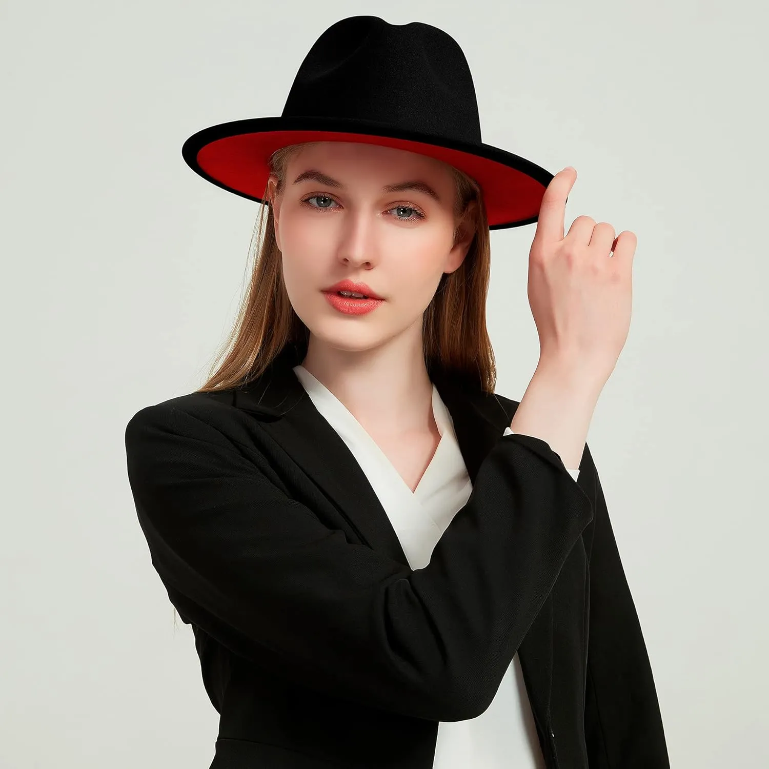 Wide Brim Fedora Hats for Women Men Two Tone Dress Hat Felt Panama Hat in Two Audlt Size