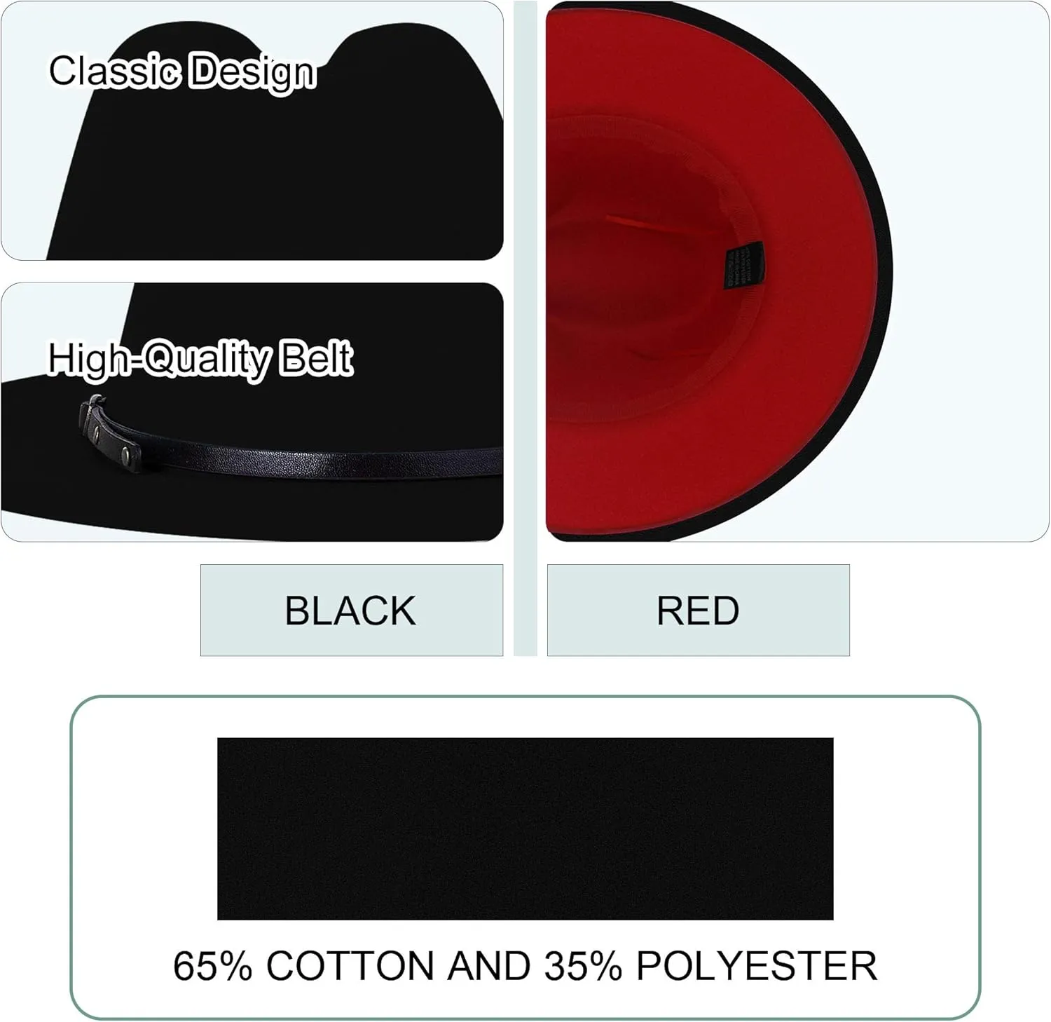 Wide Brim Fedora Hats for Women Men Two Tone Dress Hat Felt Panama Hat in Two Audlt Size