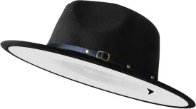 Wide Brim Fedora Hats for Women Men Two Tone Dress Hat Felt Panama Hat in Two Audlt Size