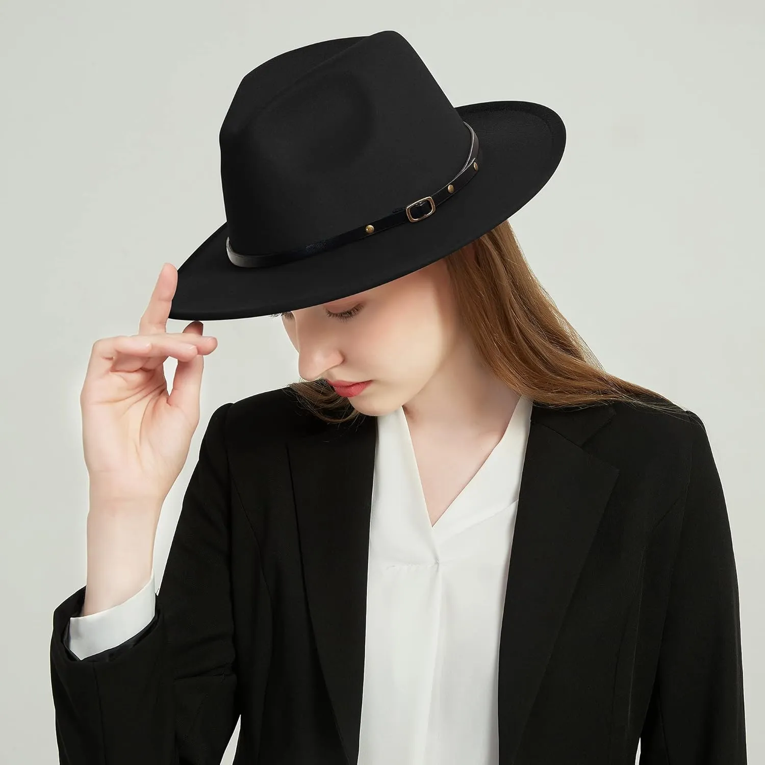 Wide Brim Fedora Hats for Women Men Two Tone Dress Hat Felt Panama Hat in Two Audlt Size