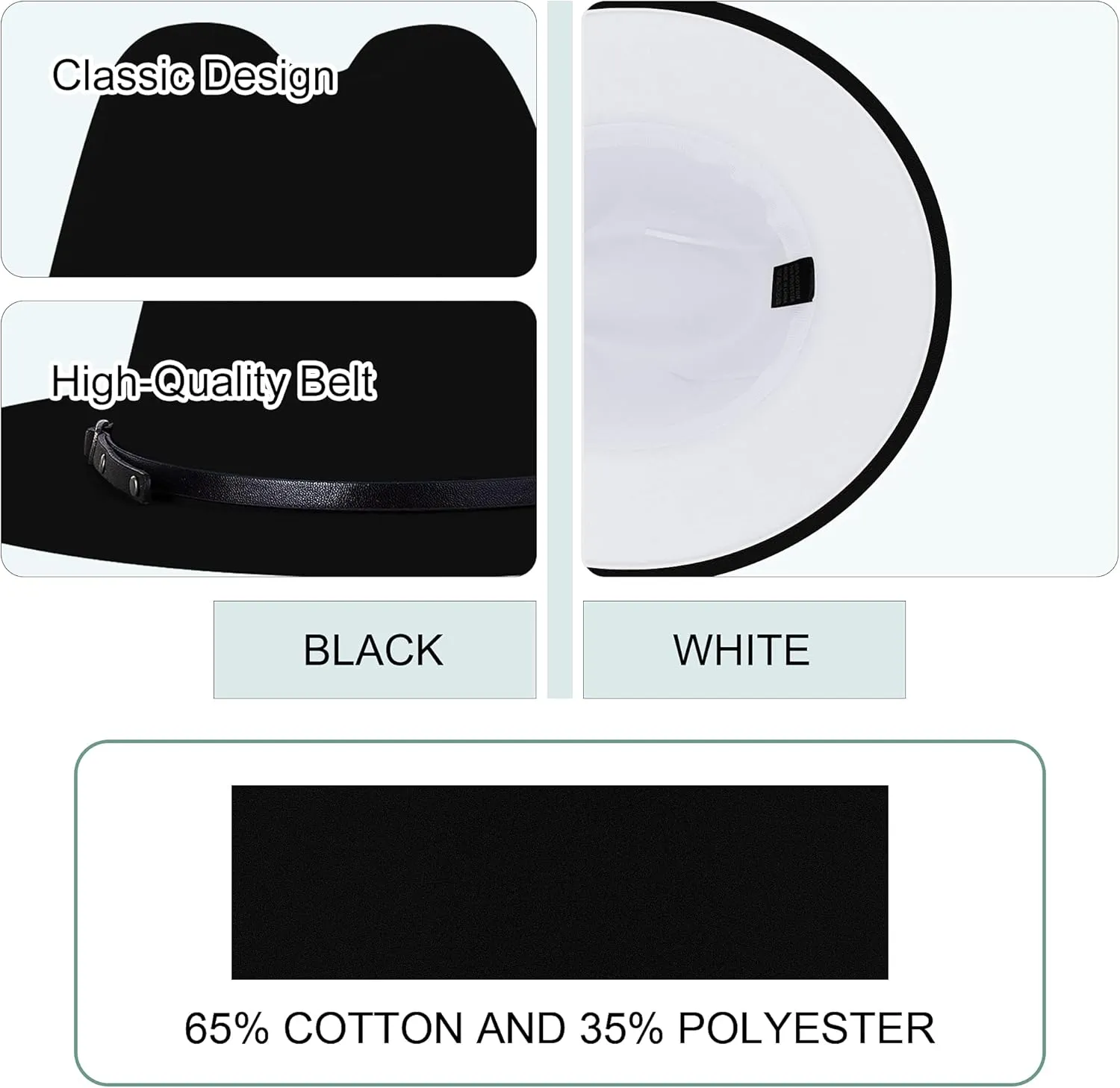 Wide Brim Fedora Hats for Women Men Two Tone Dress Hat Felt Panama Hat in Two Audlt Size