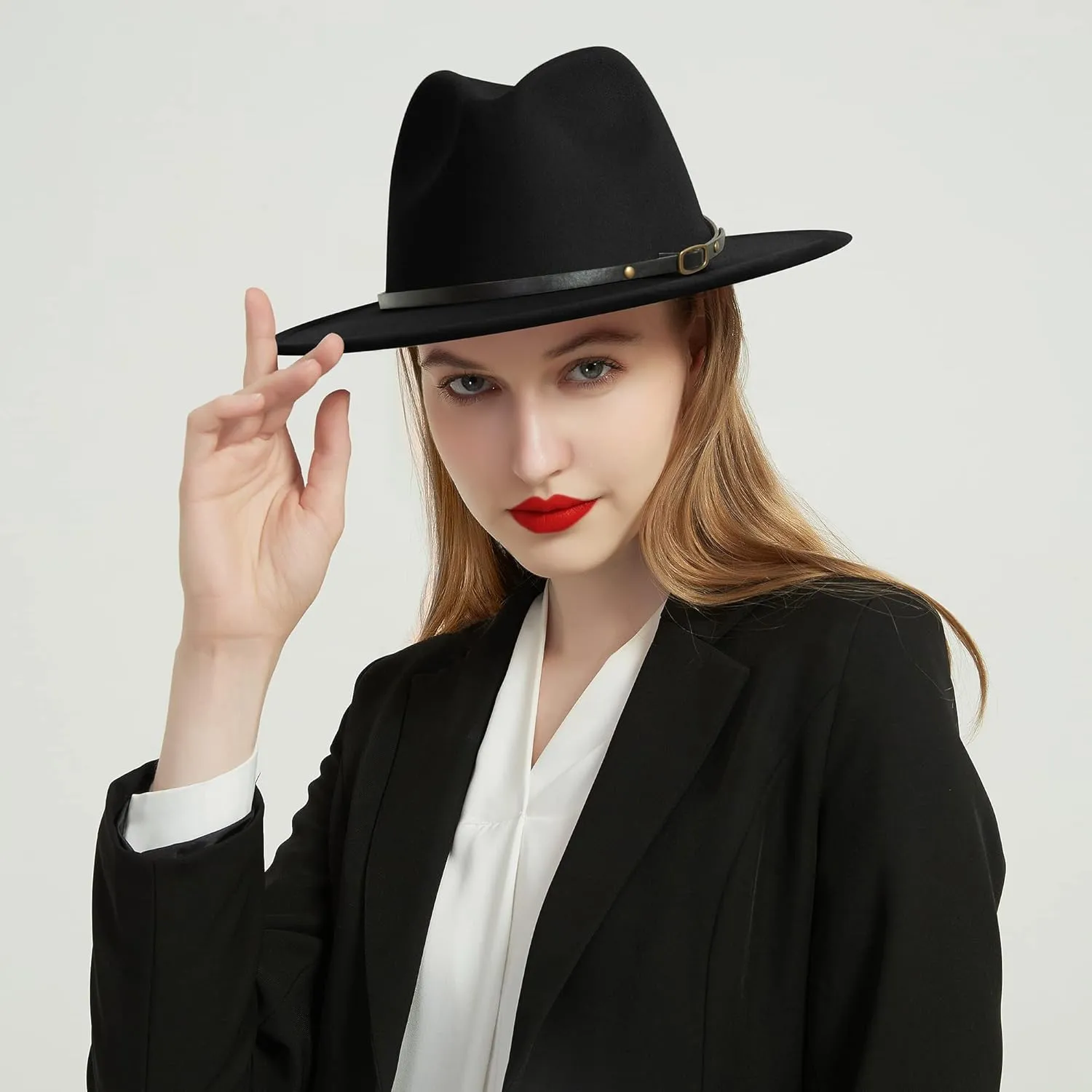 Wide Brim Fedora Hats for Women Men Two Tone Dress Hat Felt Panama Hat in Two Audlt Size