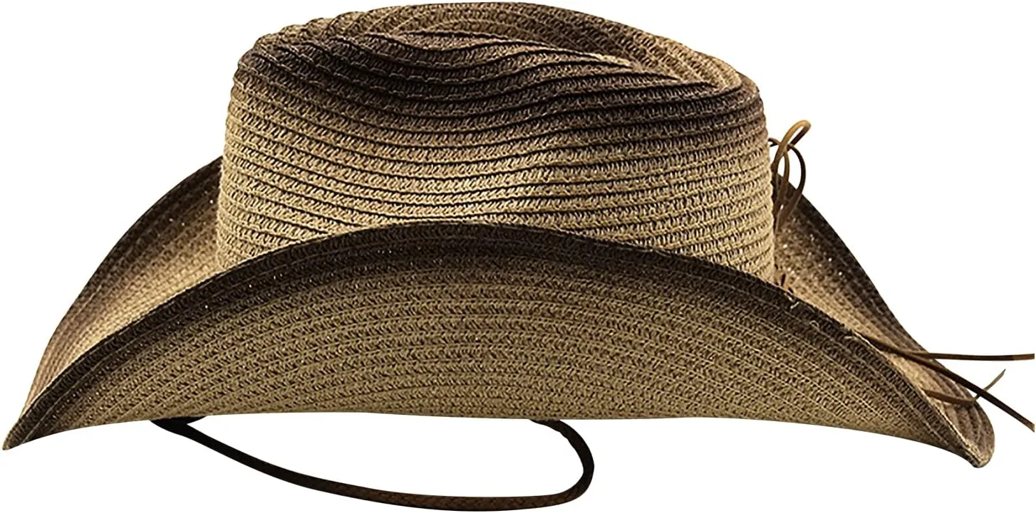 Wide Shapable Brim Straw Cowboy Hat Men Women UV Sun Protection Cowgirl Straw Hat Holiday Travel Panama Fedora Hat Beach Caps