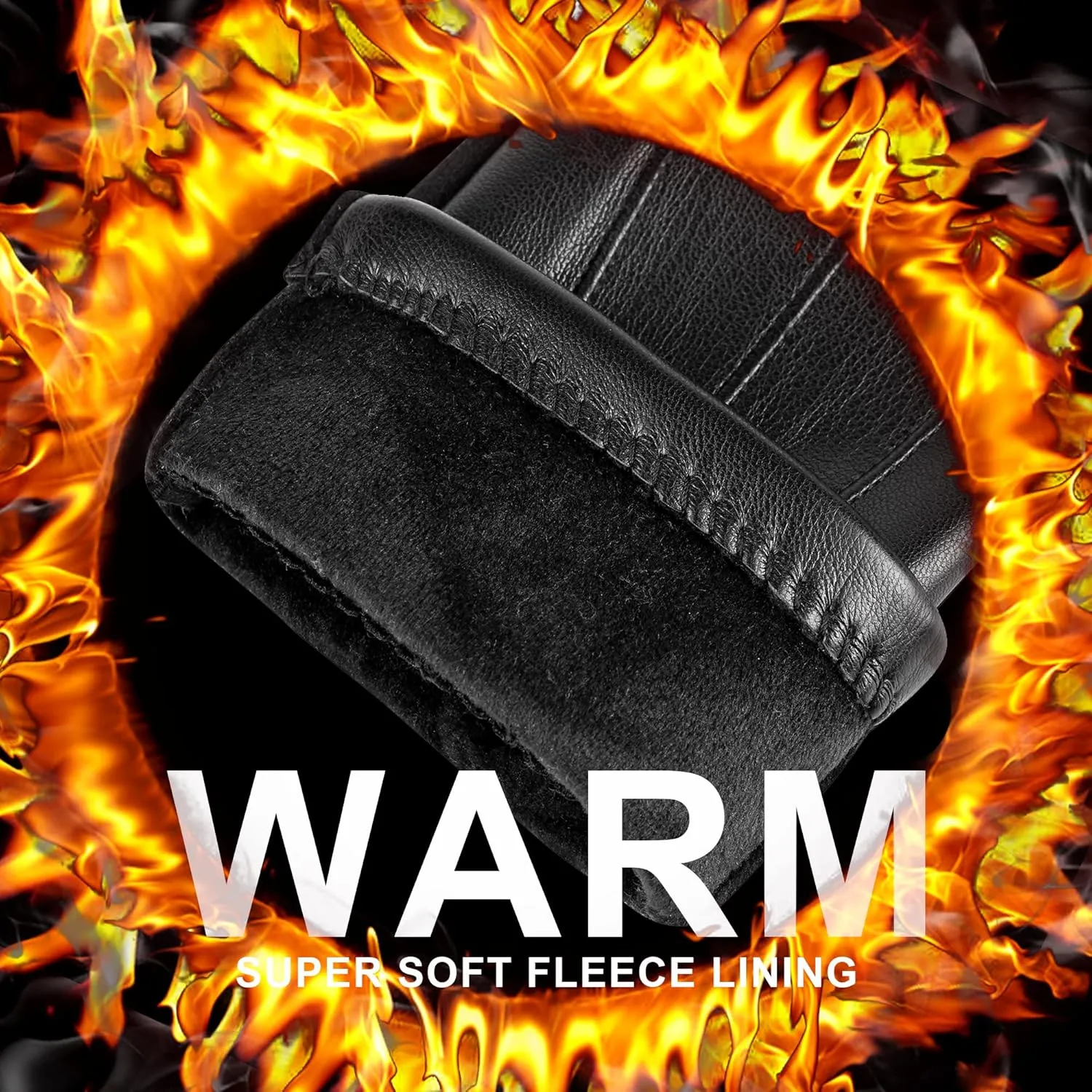 Winter Fashion Leather Gloves for Men, Finger Touchscreen Texting Wool Lined Warm Windproof Suede Driving Gloves