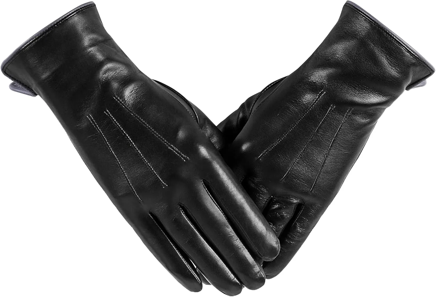 Winter Fashion Leather Gloves for Women, Warm Cashmere Lining Touchscreen Texting Driving Dress Gloves