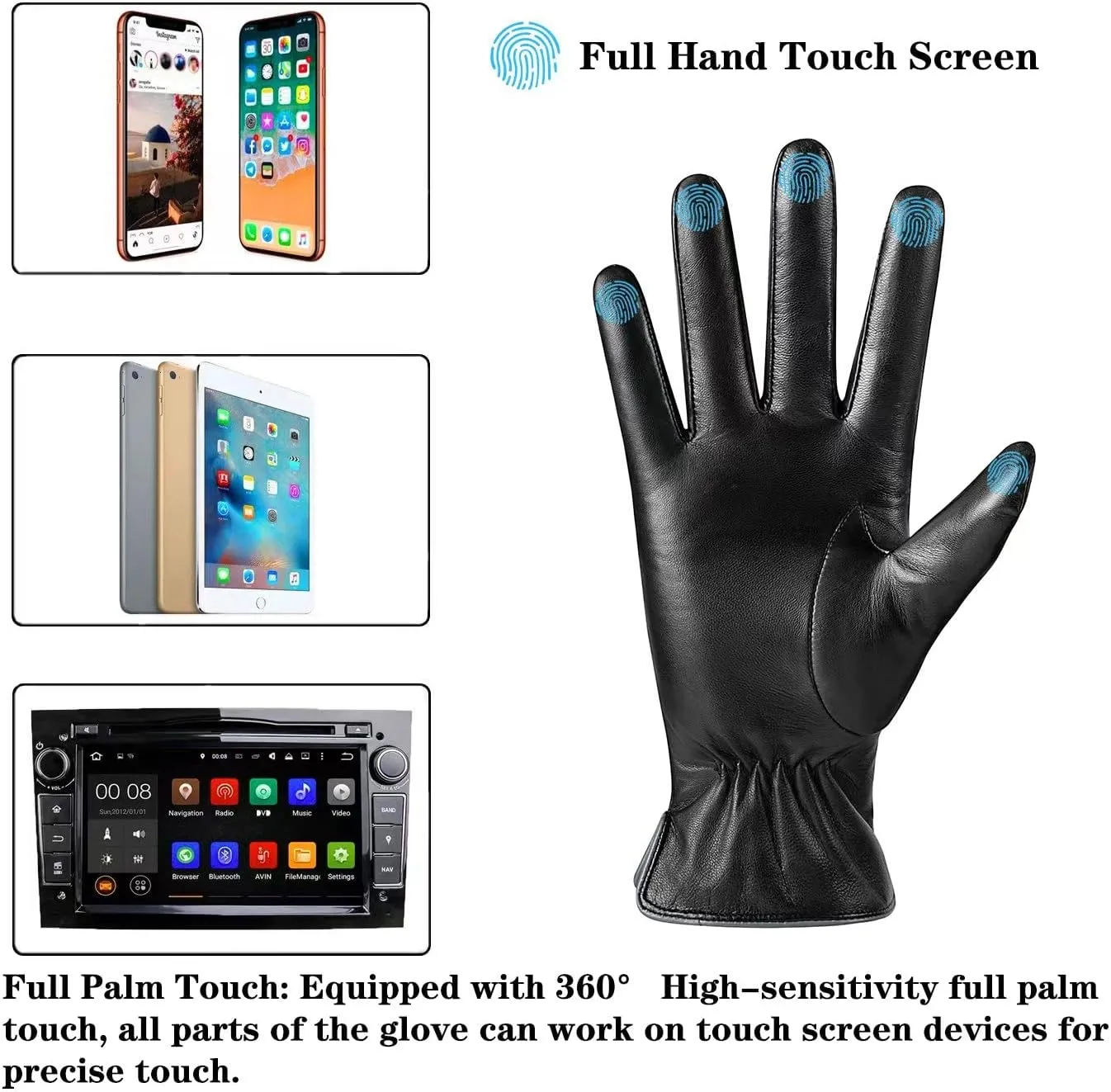Winter Fashion Leather Gloves for Women, Warm Cashmere Lining Touchscreen Texting Driving Dress Gloves