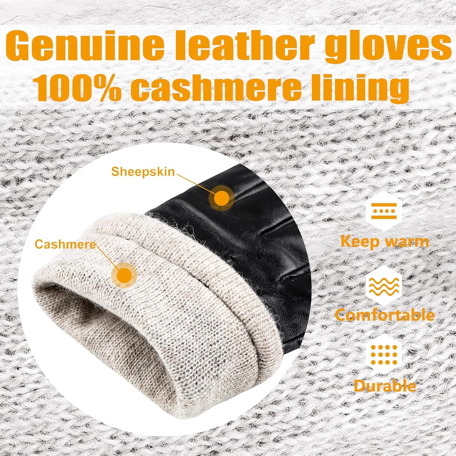 Winter Fashion Leather Gloves for Women, Warm Cashmere Lining Touchscreen Texting Driving Dress Gloves
