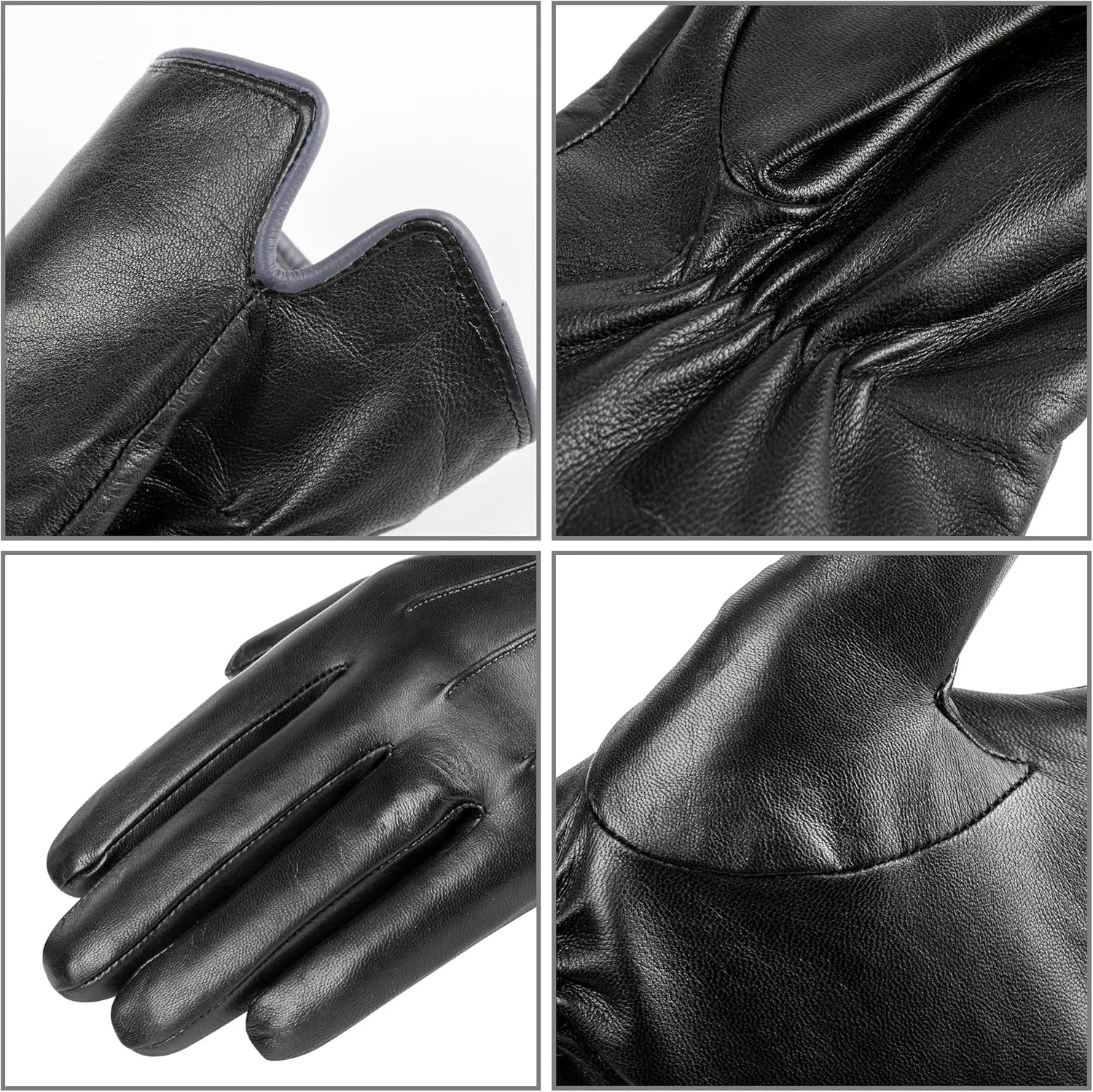 Winter Fashion Leather Gloves for Women, Warm Cashmere Lining Touchscreen Texting Driving Dress Gloves