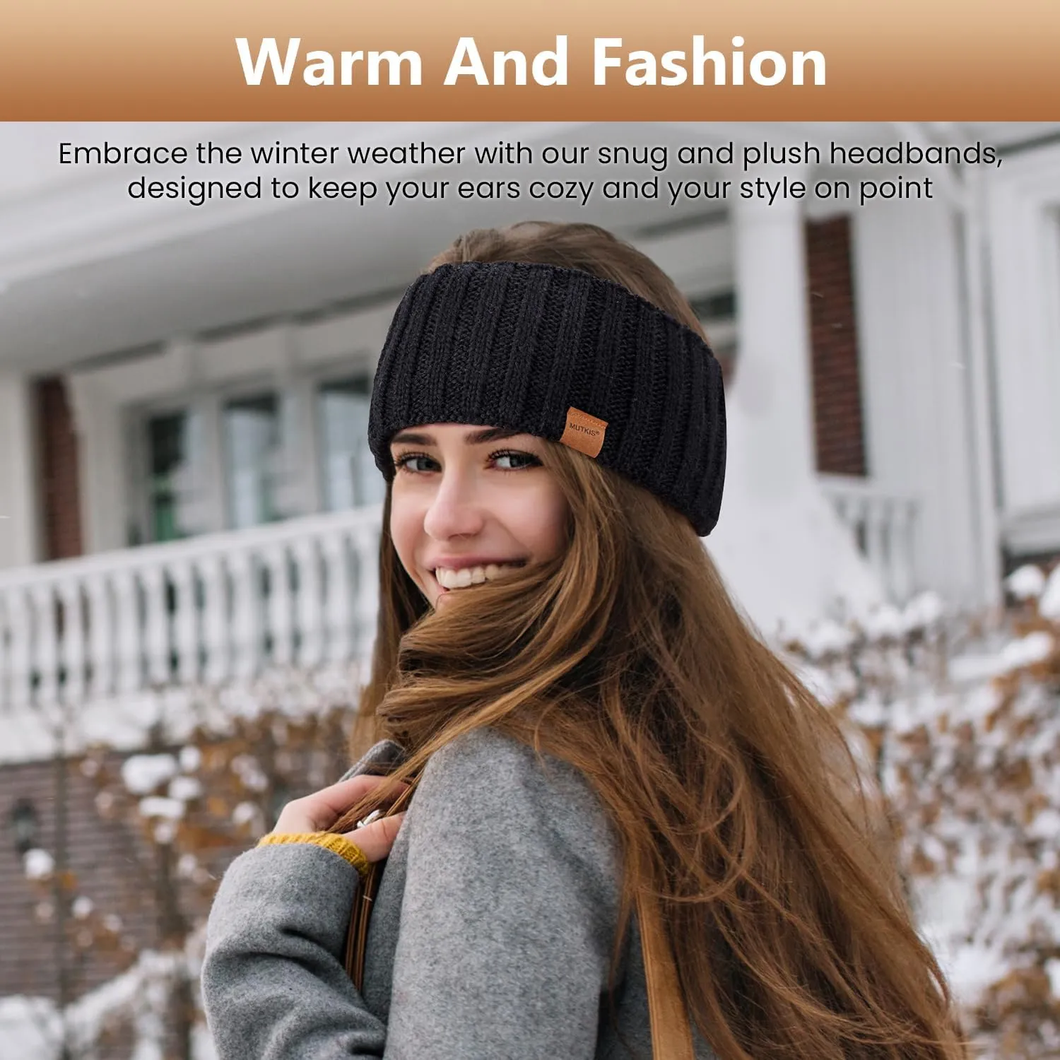 Winter Headbands for Women 3 Pack, Ear Warmers for Women Headband Wool Knit Thick Fleece Lined, Cold Weather Warm Ear Muffs