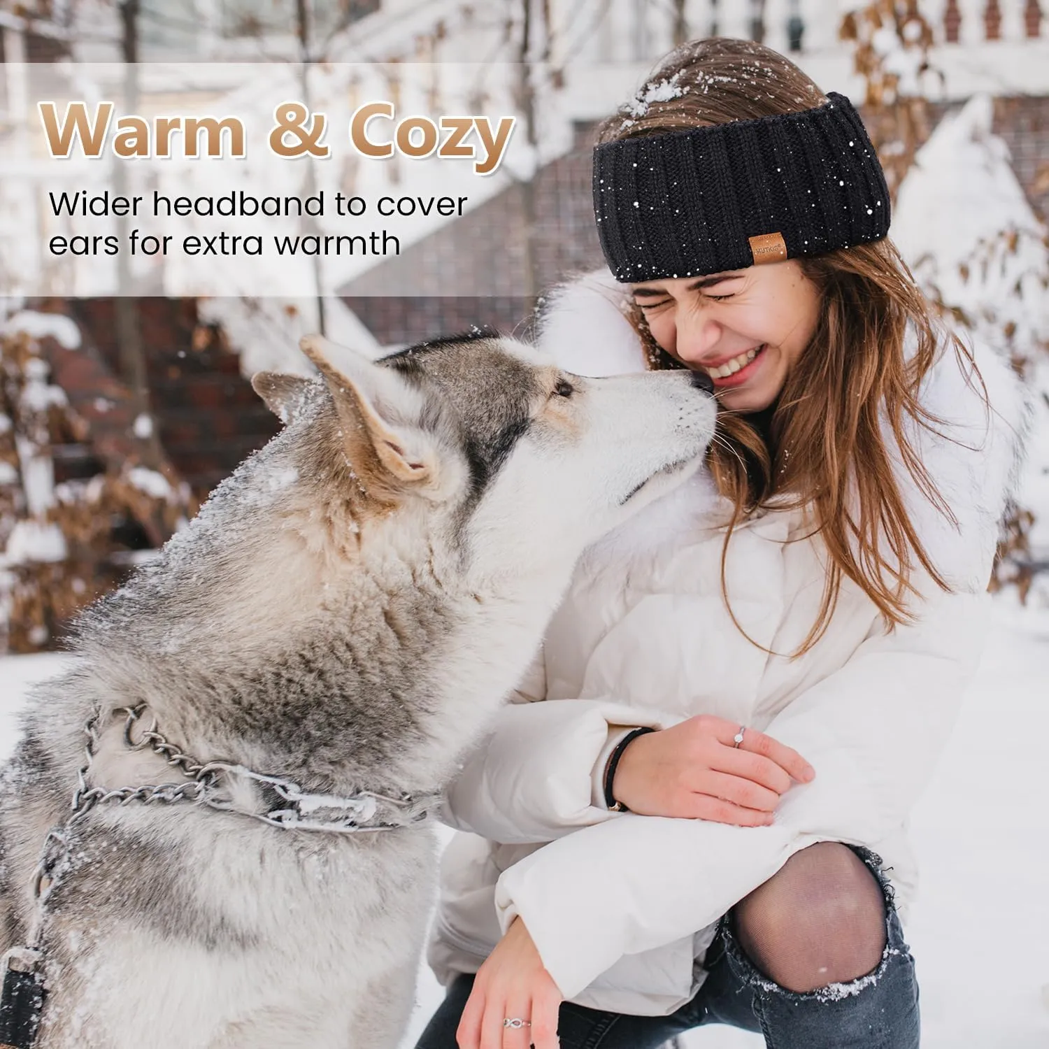 Winter Headbands for Women 3 Pack, Ear Warmers for Women Headband Wool Knit Thick Fleece Lined, Cold Weather Warm Ear Muffs